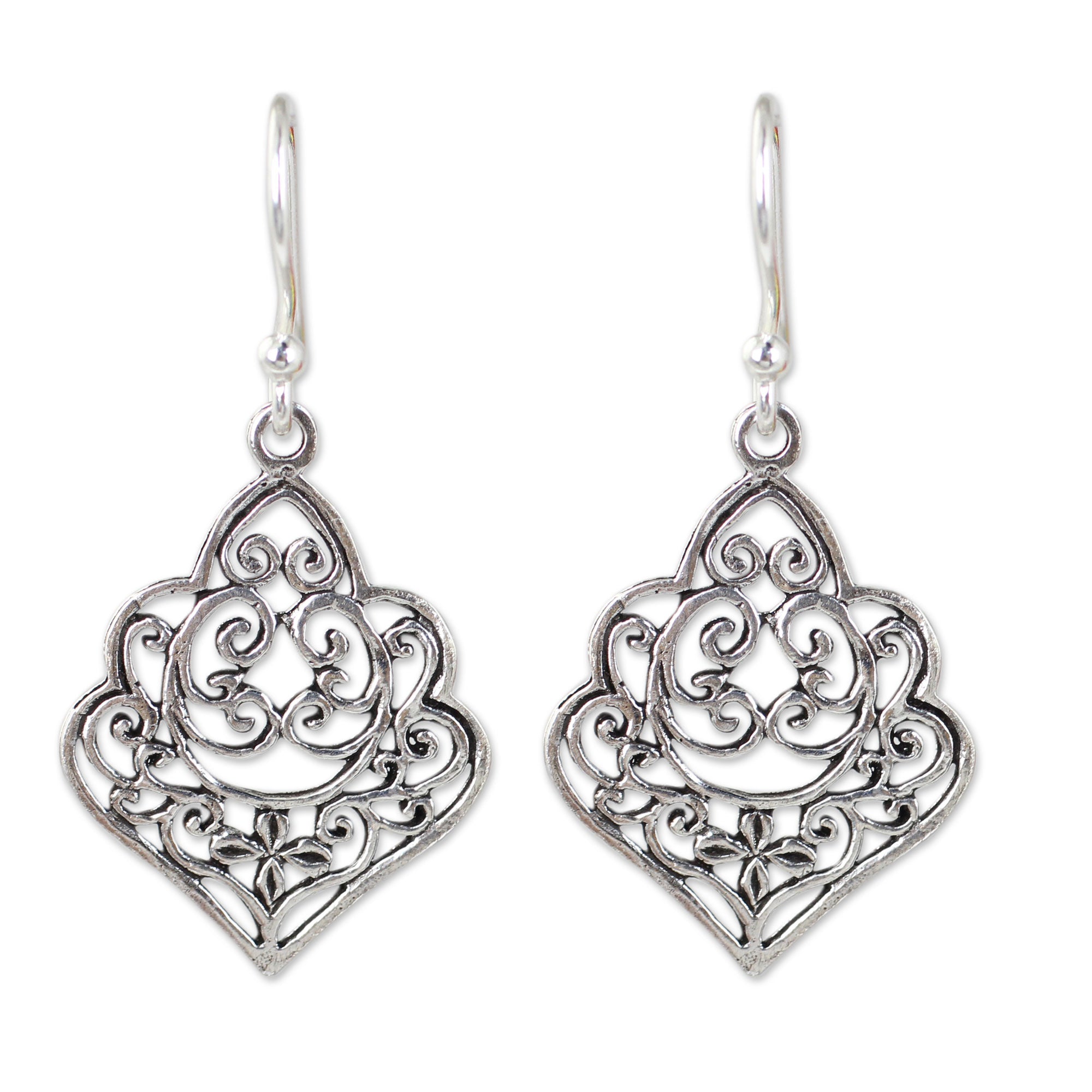 Premium Arabesque Thai Handcrafted Sterling Silver Dangle Earrings