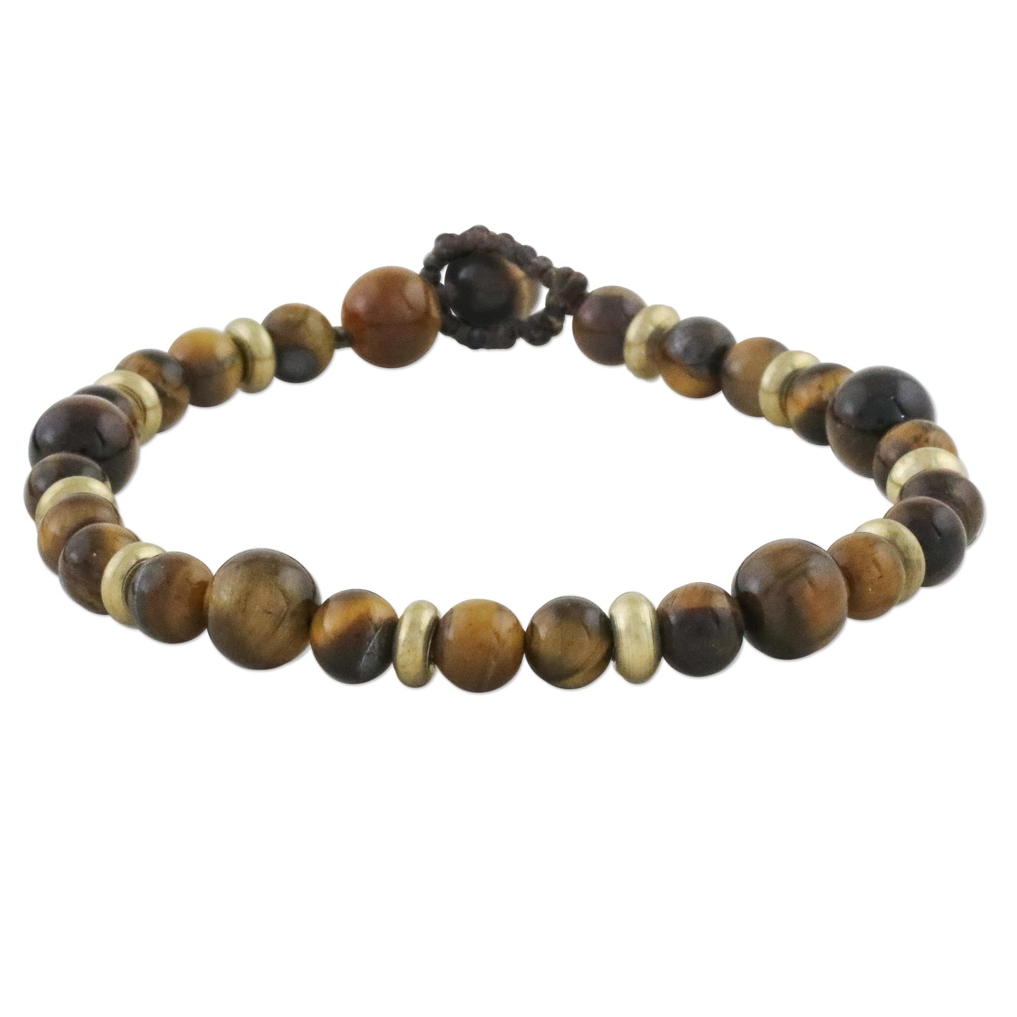 Premium Courageous Eye Handcrafted Bracelet – Tiger's Eye & Brass Design