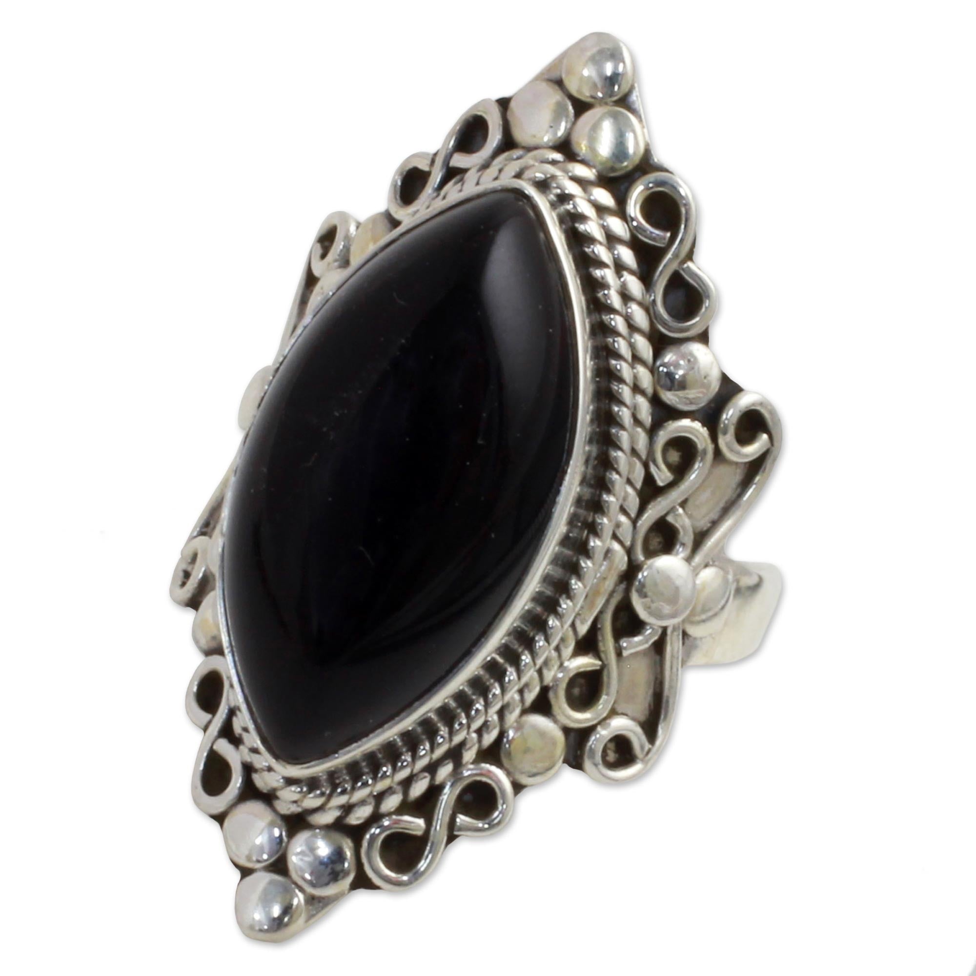 Premium Midnight Gaze Sterling Silver & Onyx Ring