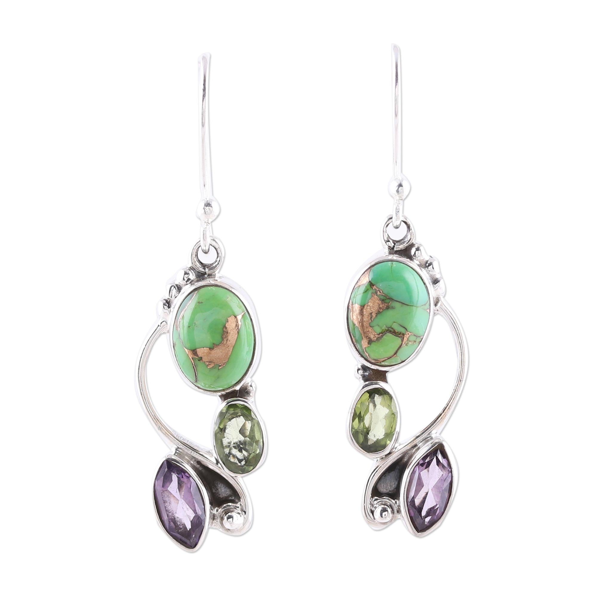 Premium Multi-Gemstone Dangle Earrings | Handcrafted Sterling Silver Jewelry