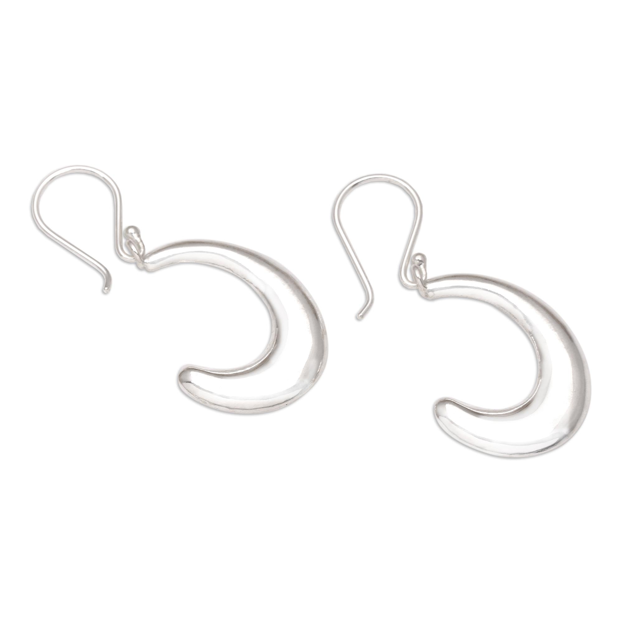 Premium Handcrafted Sterling Silver Comma Dangle Earrings - Pause & Breathe Collection