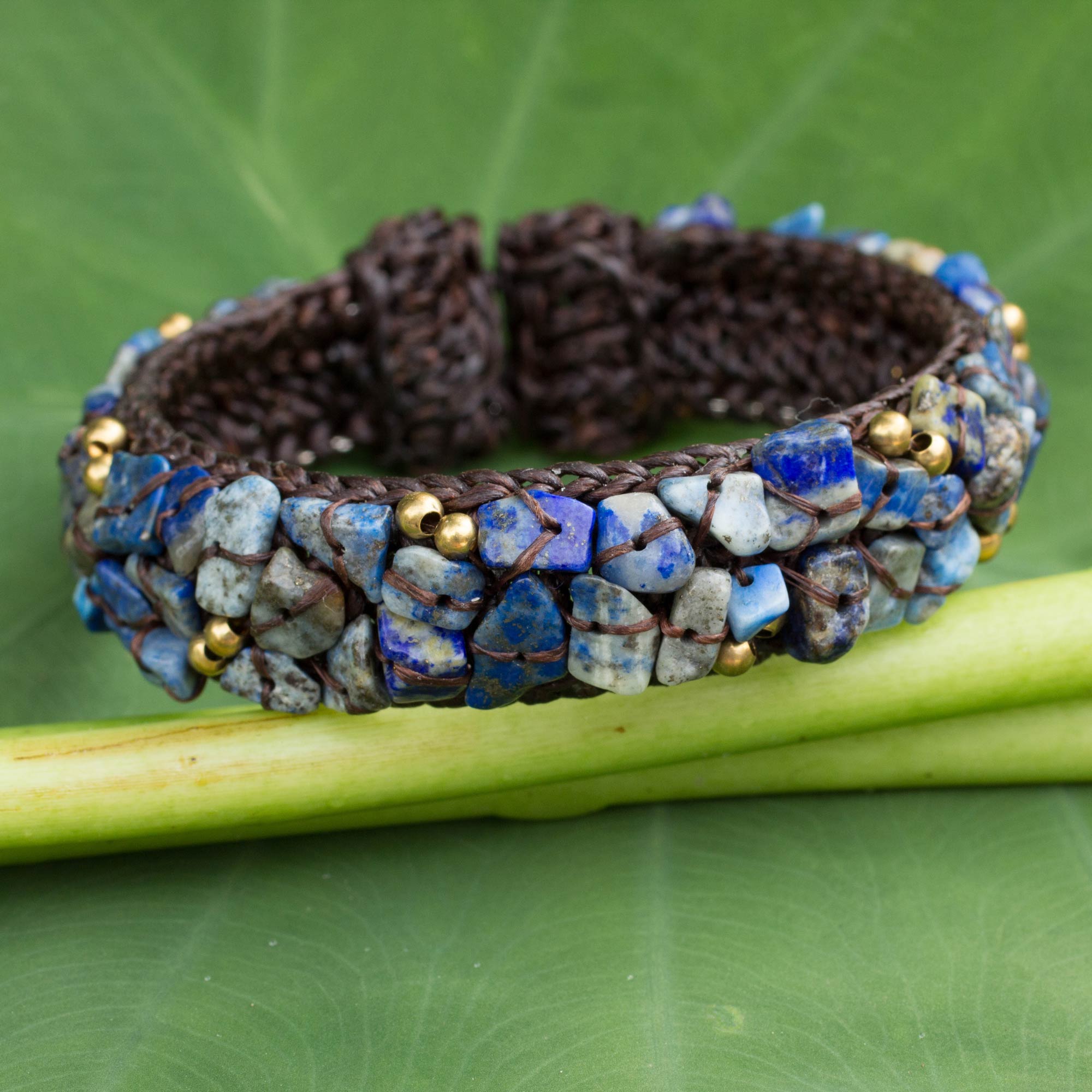 Premium Ocean Day Lapis Lazuli Handcrafted Cuff Bracelet