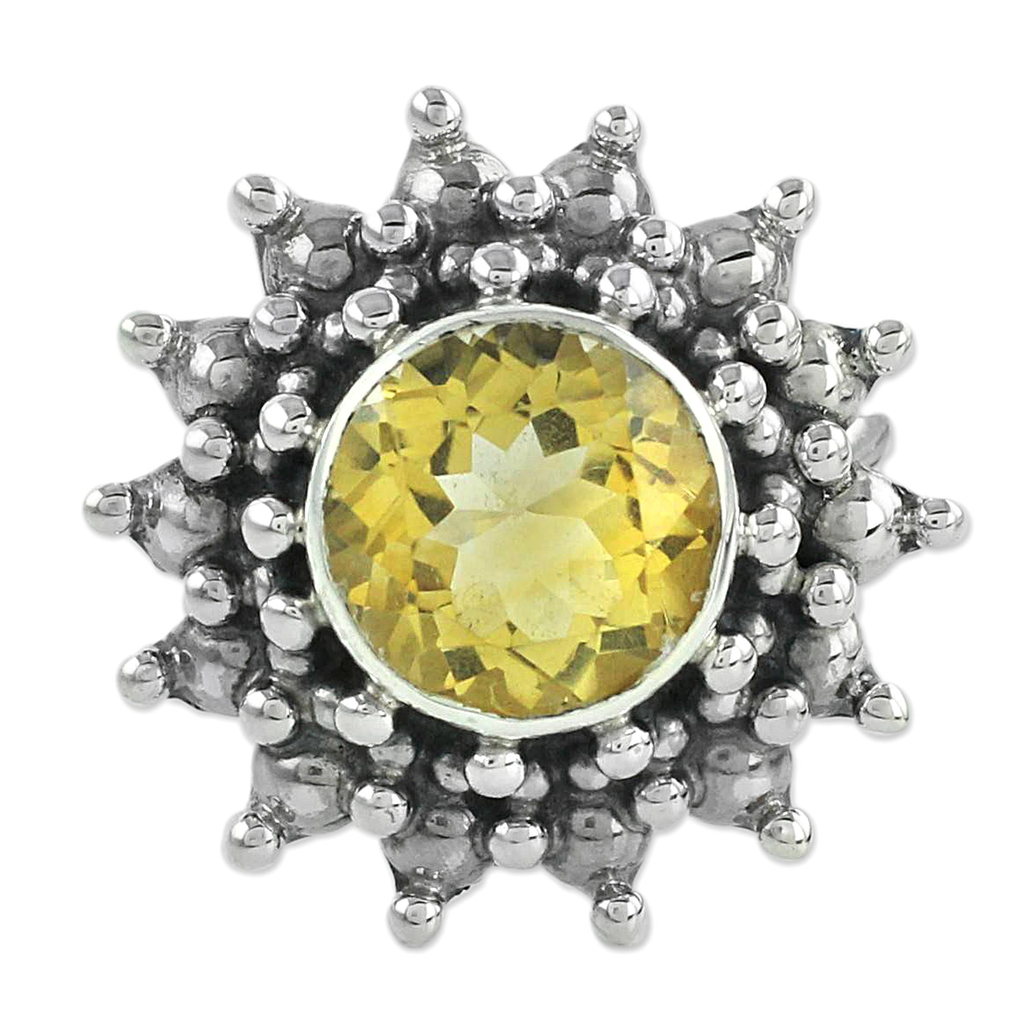 Premium Citrine Star Ring - Artisan Crafted Sterling Silver Jewelry