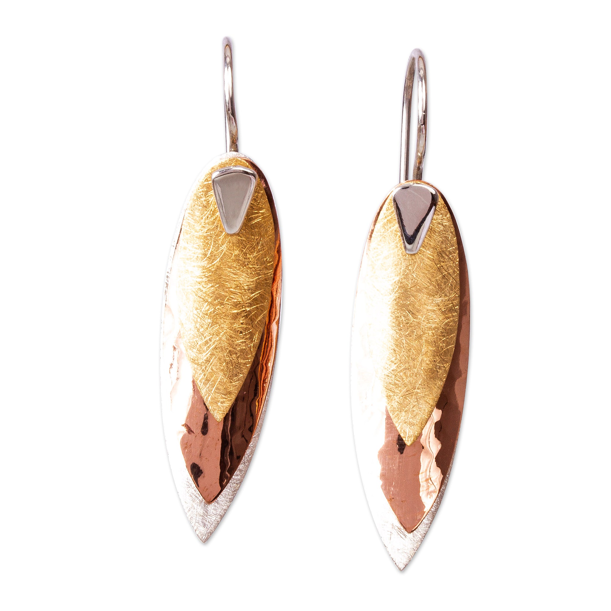 Premium Nature's Enchantment 925 Sterling Silver Earrings with Gold & Copper Accents