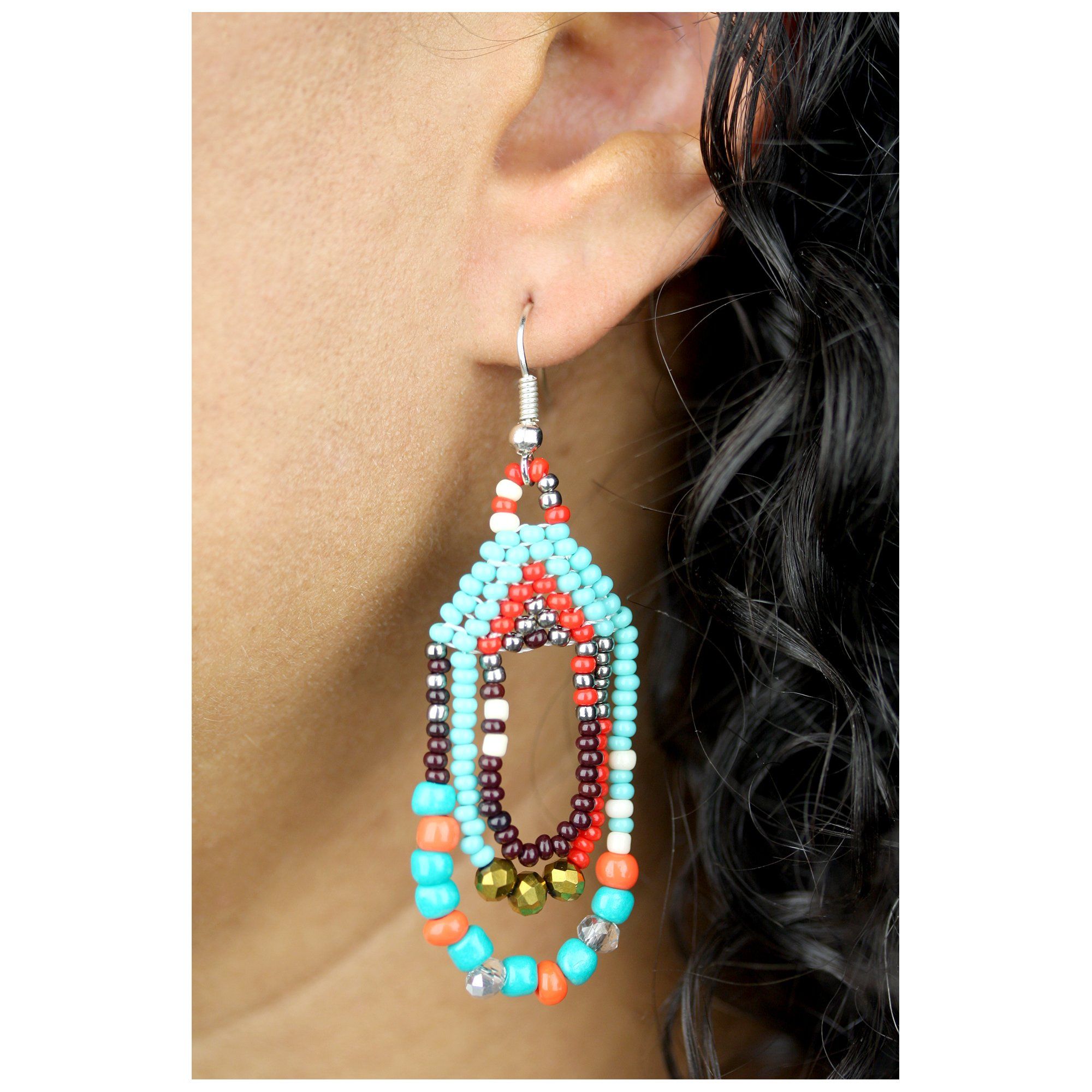 Premium Three Cheers Beaded Earrings - Handmade Fair Trade Jewelry