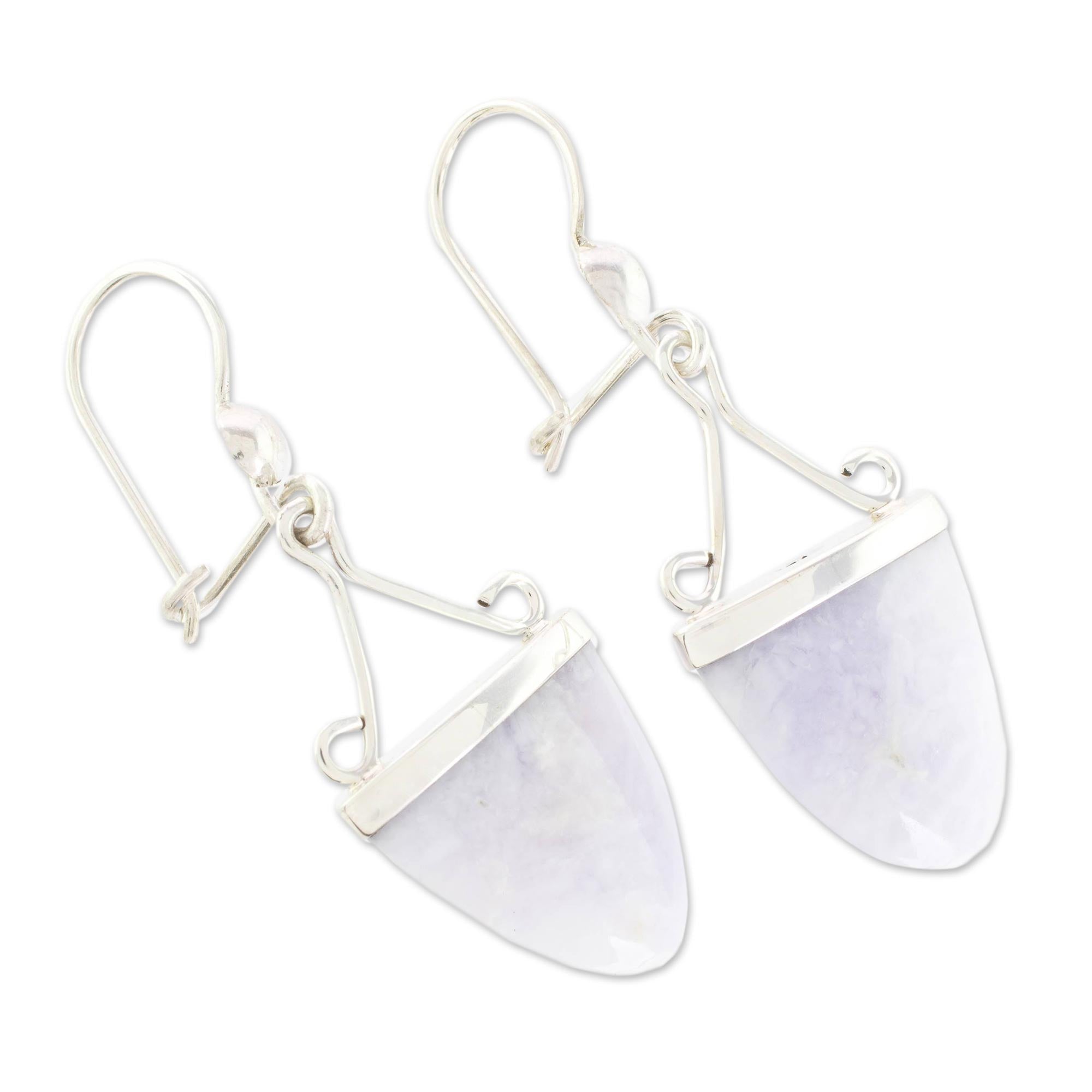 Premium Lilac Jade Earrings - Artisan Crafted Sterling Silver Jewelry