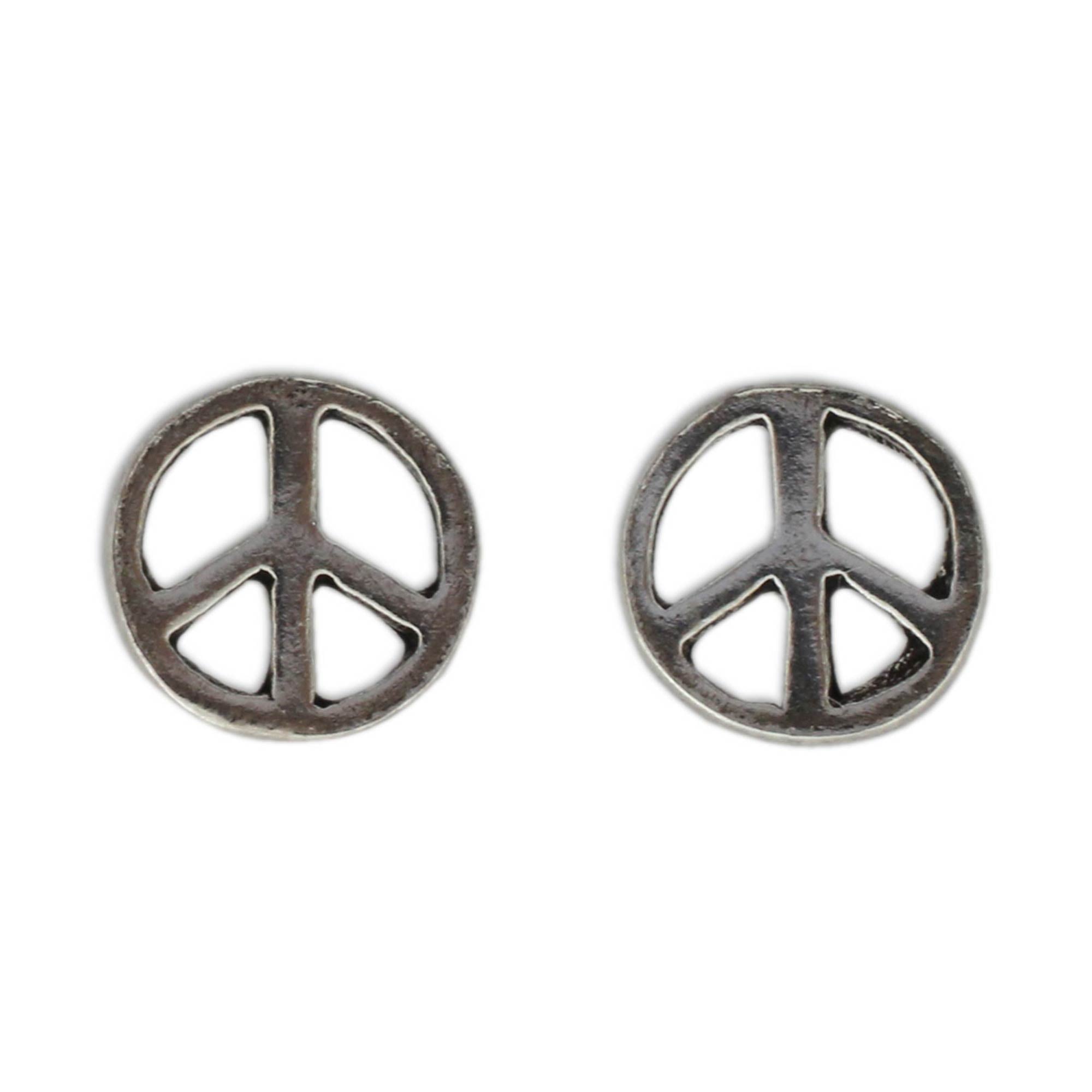 Premium Peace Sign Sterling Silver Stud Earrings