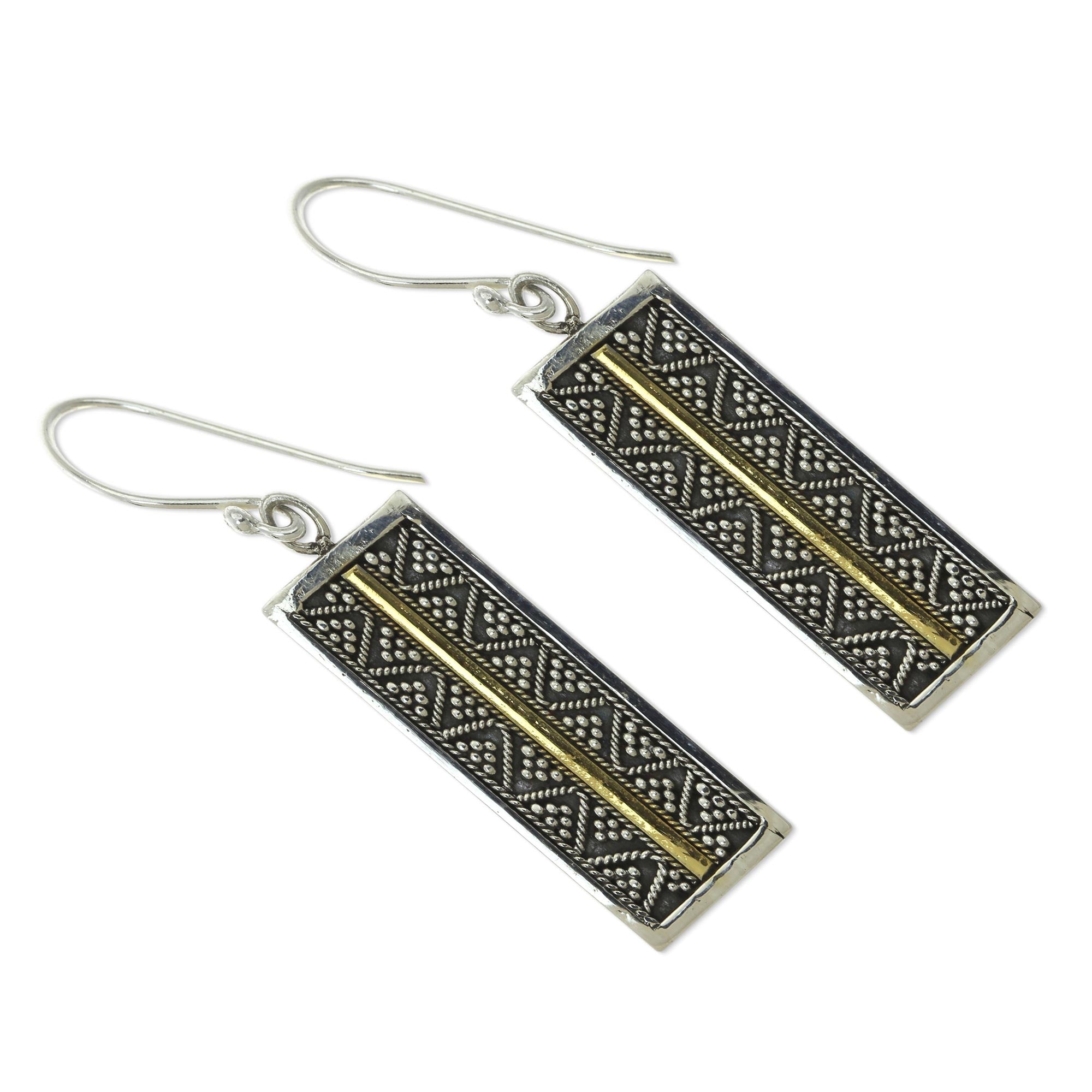 Premium Fair Trade Silver Earrings with 18k Gold Accents - Temple Gate Collection