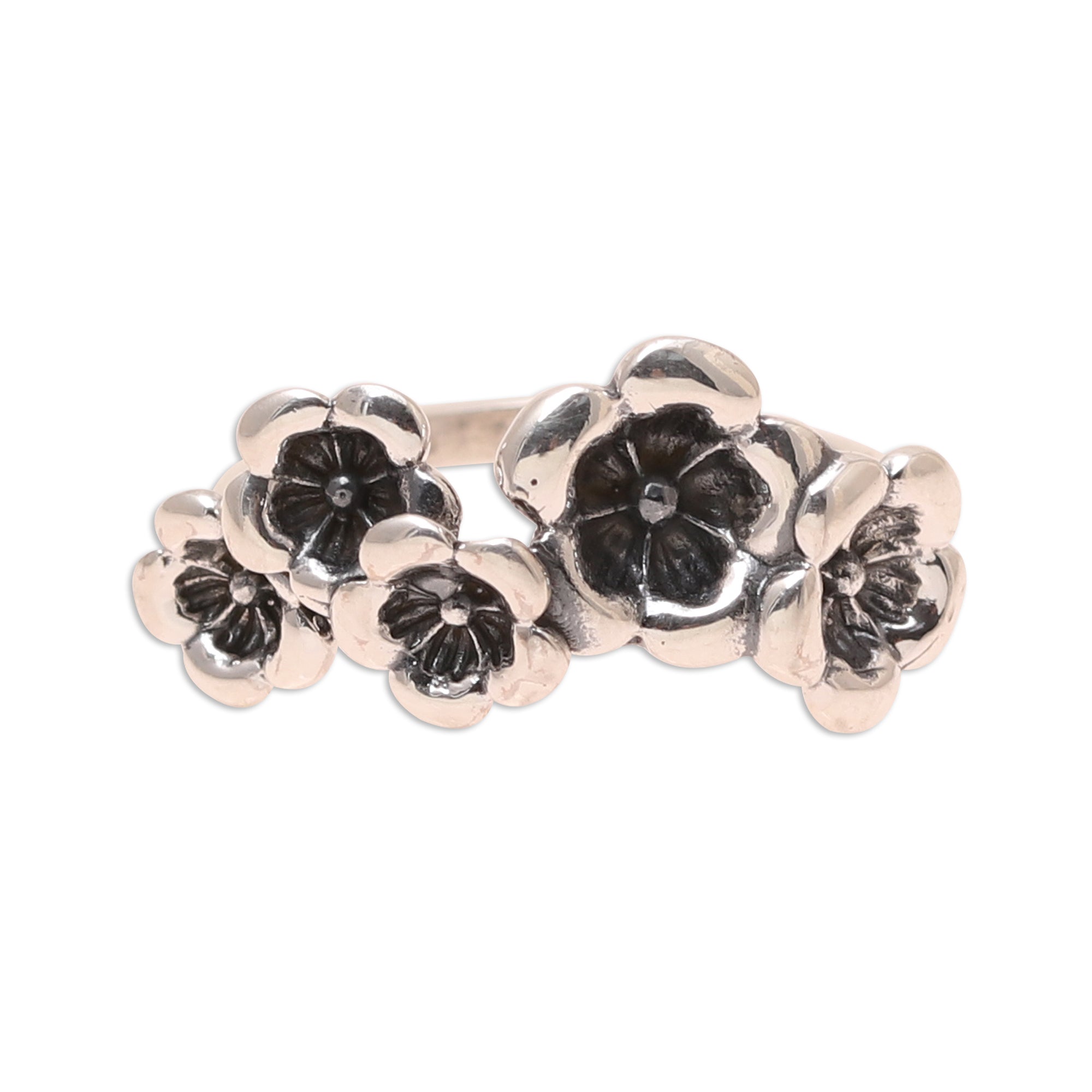 Premium Floral Sterling Silver Cocktail Ring - Handcrafted in India