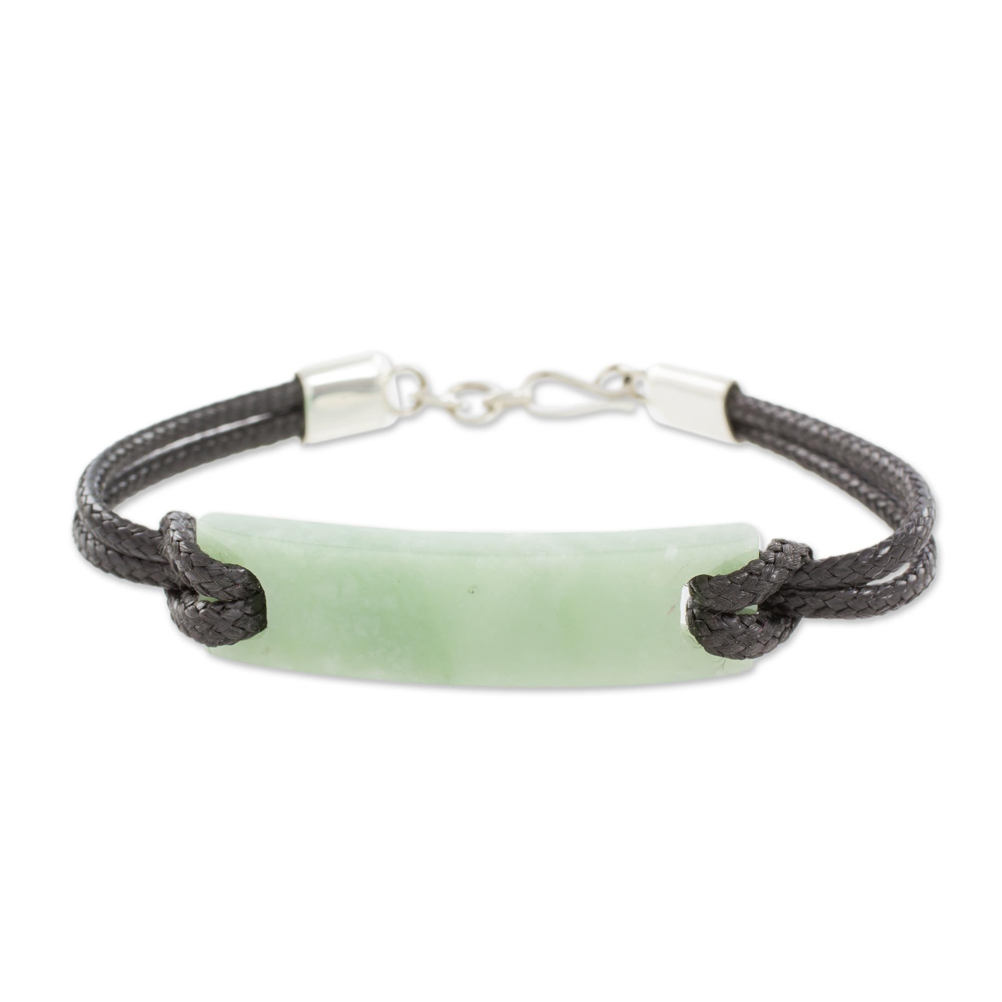 Premium Guatemalan Jade Pendant Bracelet - Light Green Monolith Design