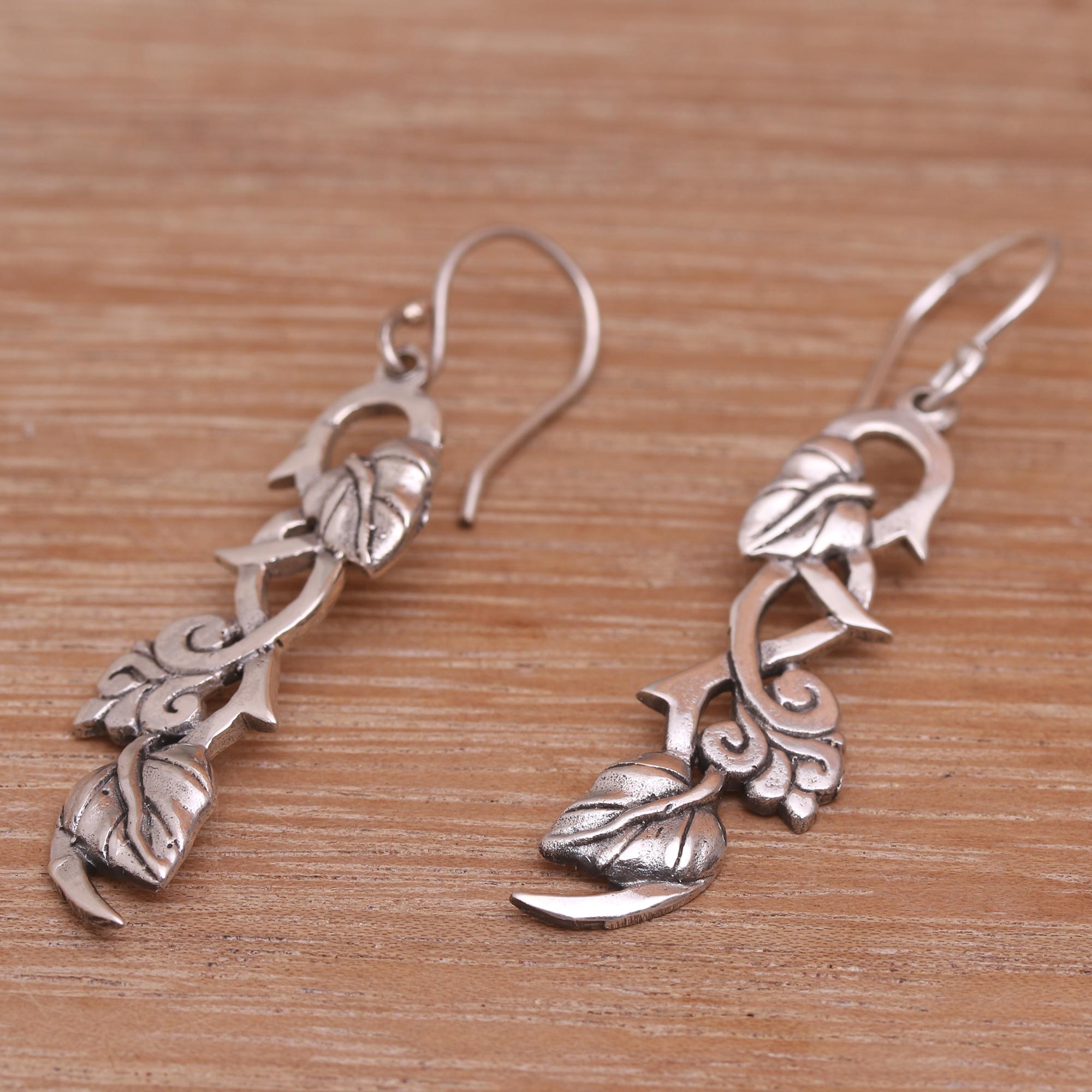 Premium Sterling Silver Leafy Hope Vine Dangle Earrings - Ultimate Grace