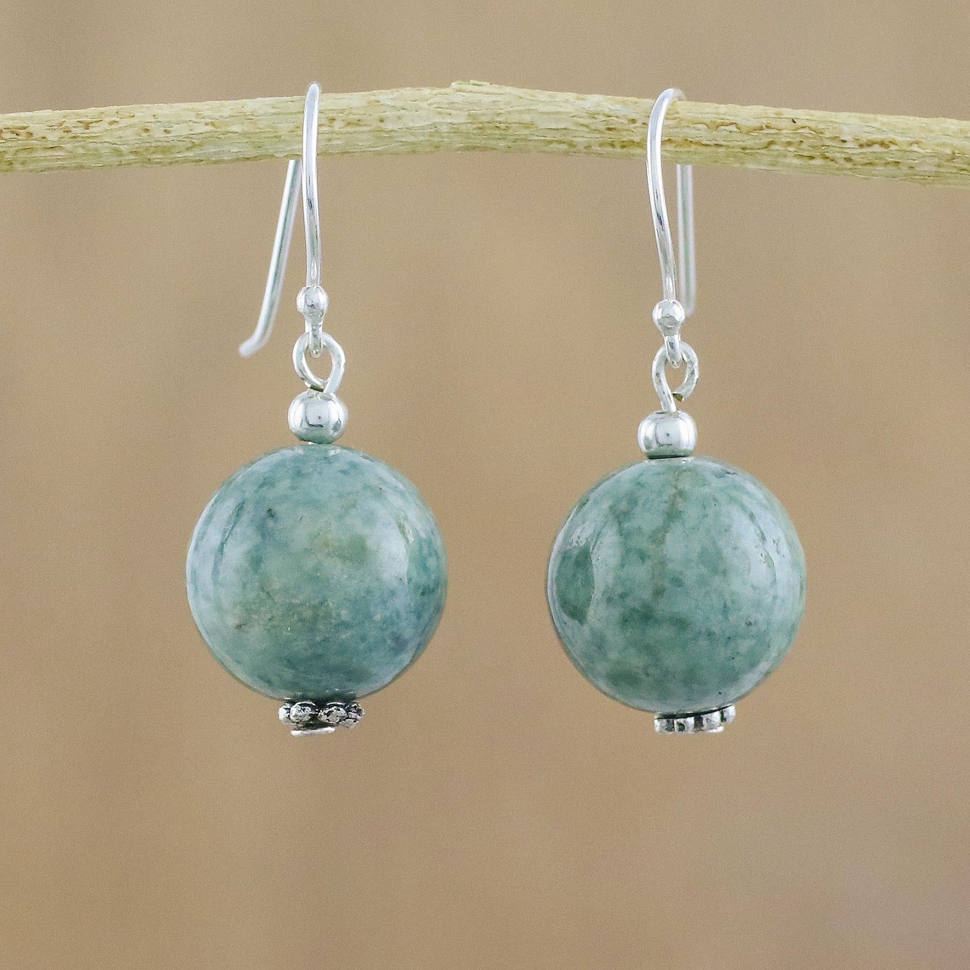 Premium Jade & Sterling Silver Dangle Earrings - Timeless Elegance from Thailand