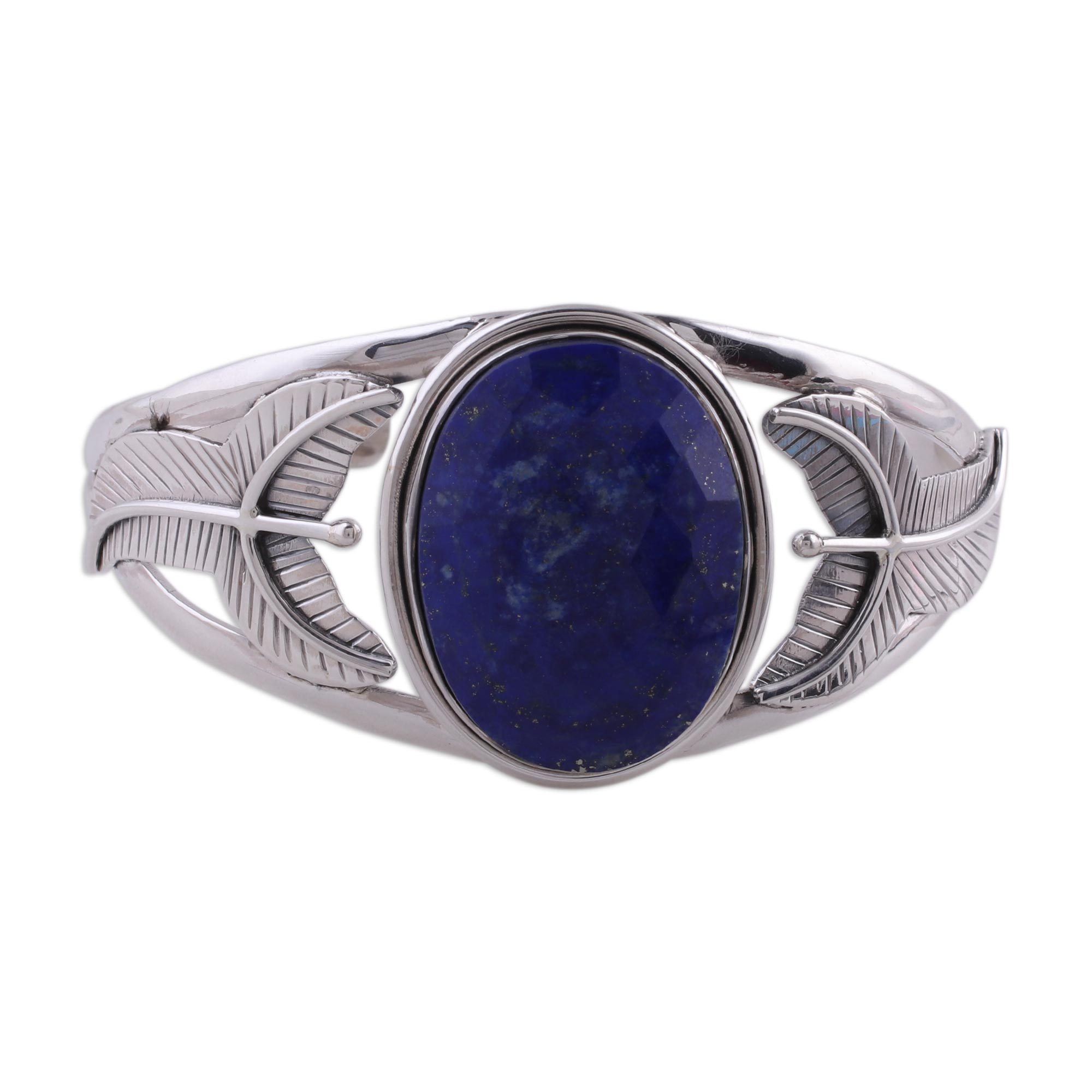 Premium Lapis Lazuli & Sterling Silver Cuff Bracelet - Handcrafted Elegance