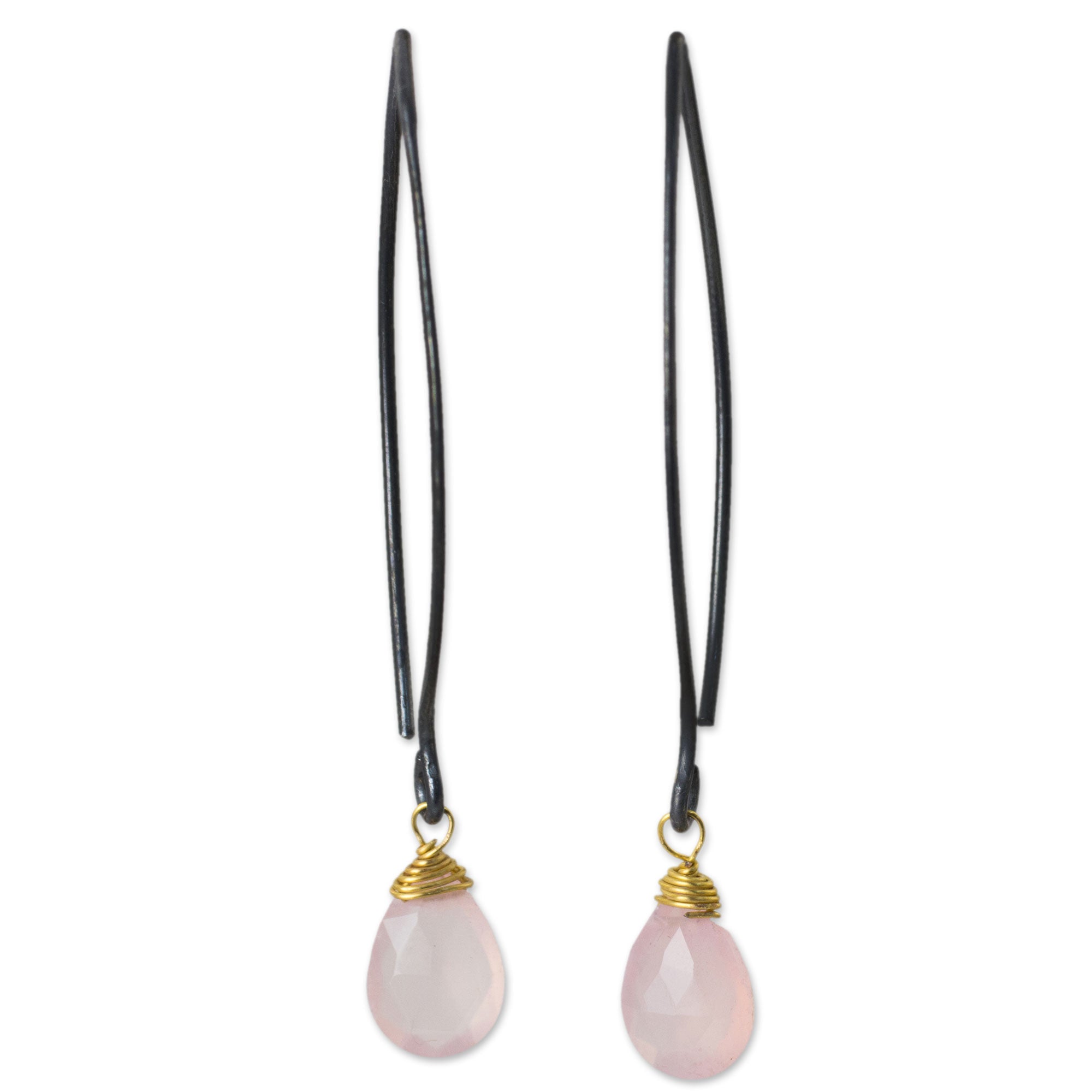 Premium Pink Sparkle Gold Vermeil & Pink Chalcedony Earrings - Ultimate Elegance