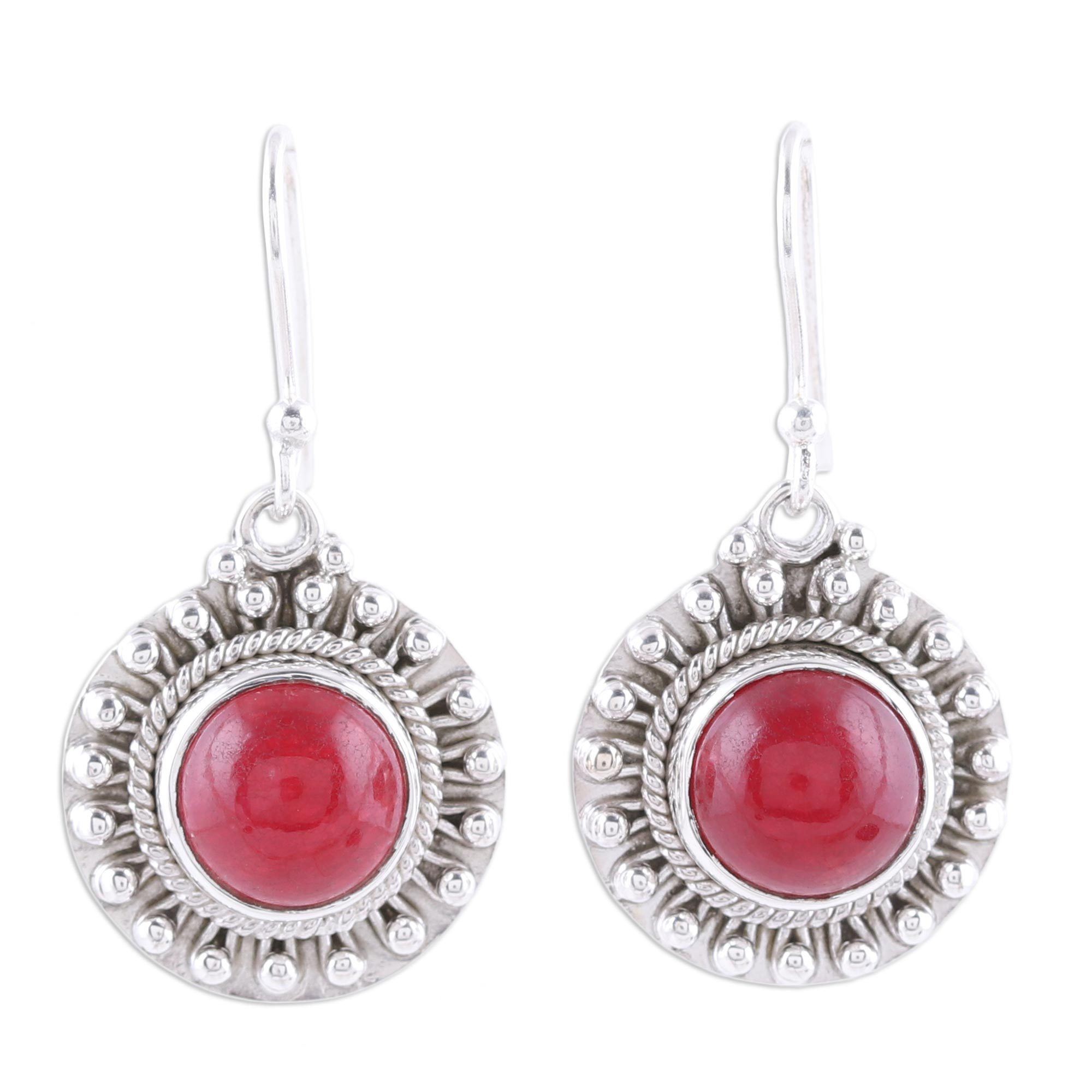 Premium Red Mystique Jasper Sterling Silver Dangle Earrings