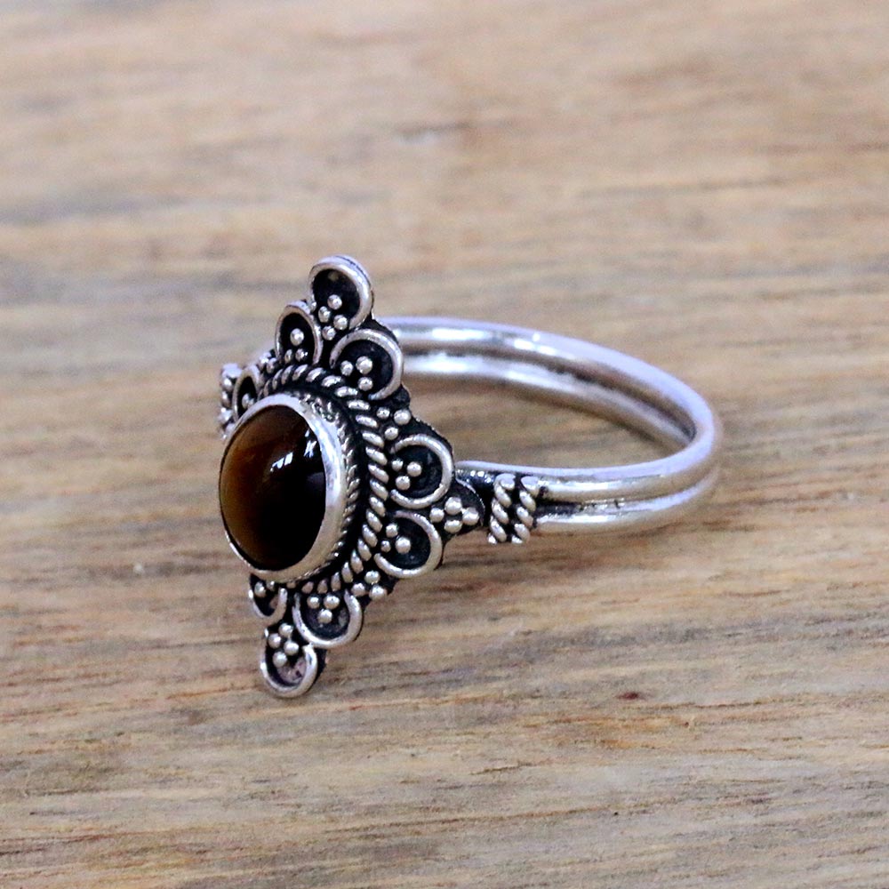 Premium Handcrafted Tiger's Eye Cocktail Ring - Bali's Finest Jewelry