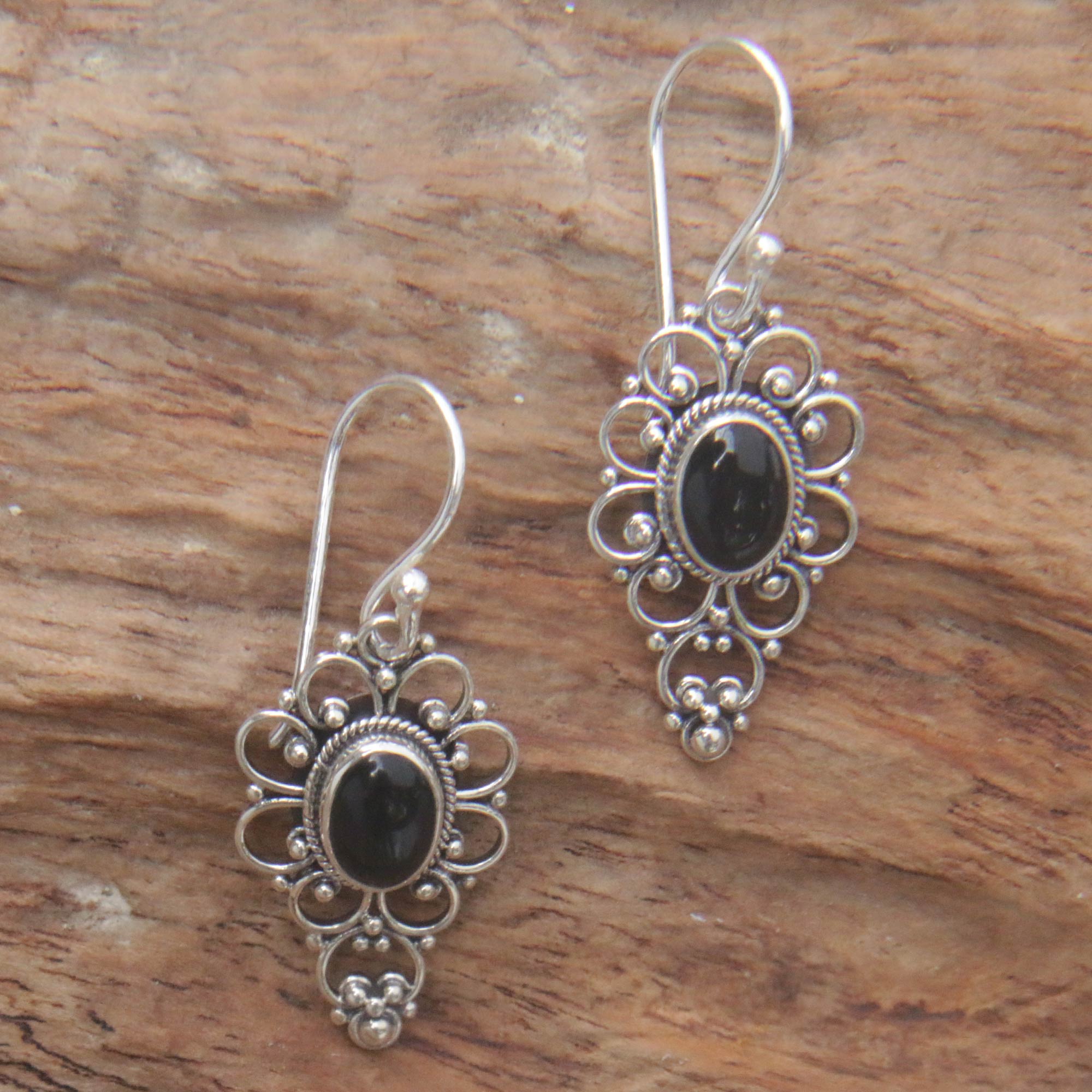 Premium Night Onyx Dangle Earrings - Handcrafted Elegance