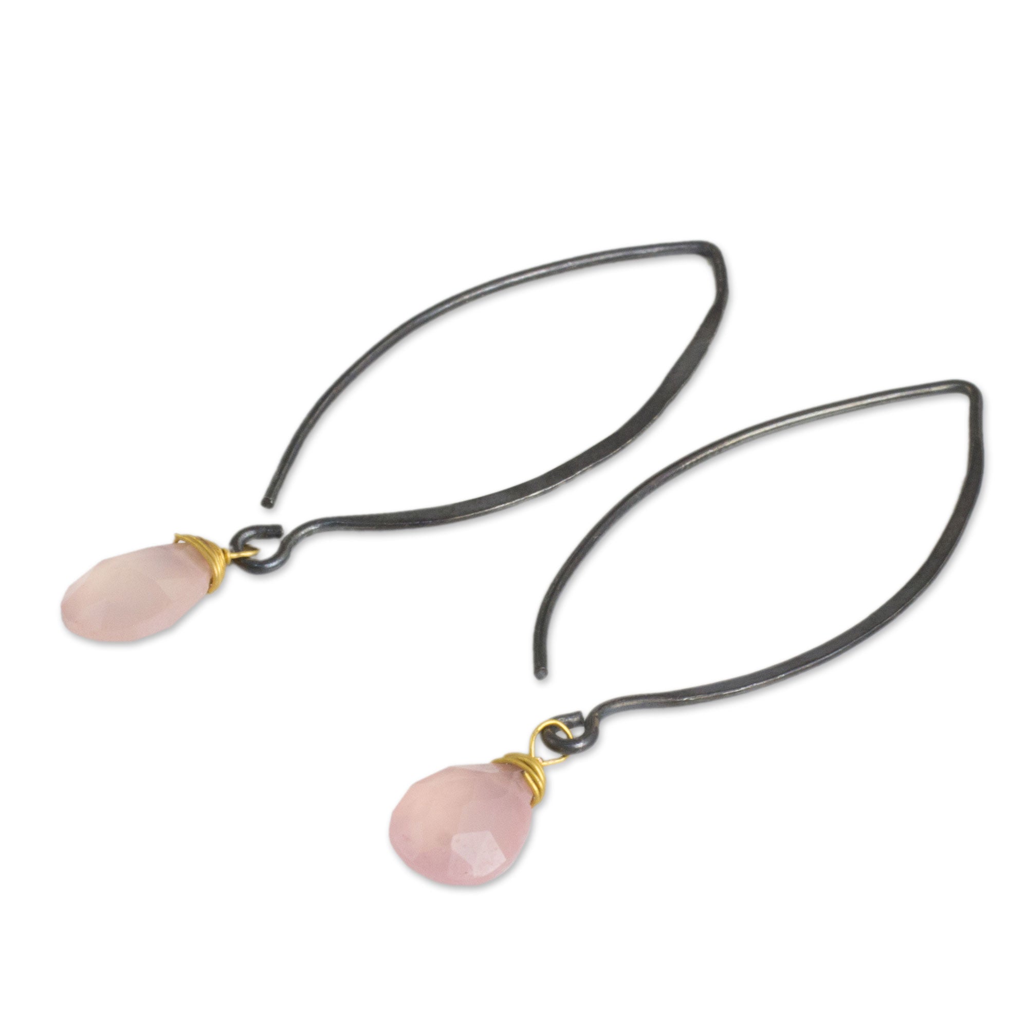 Premium Pink Sparkle Gold Vermeil & Pink Chalcedony Earrings - Ultimate Elegance