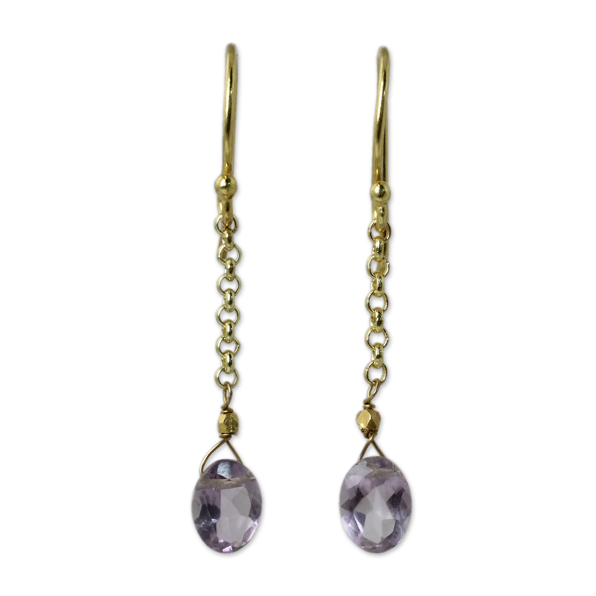 Premium 24K Gold Vermeil Amethyst Earrings – Handcrafted in Thailand