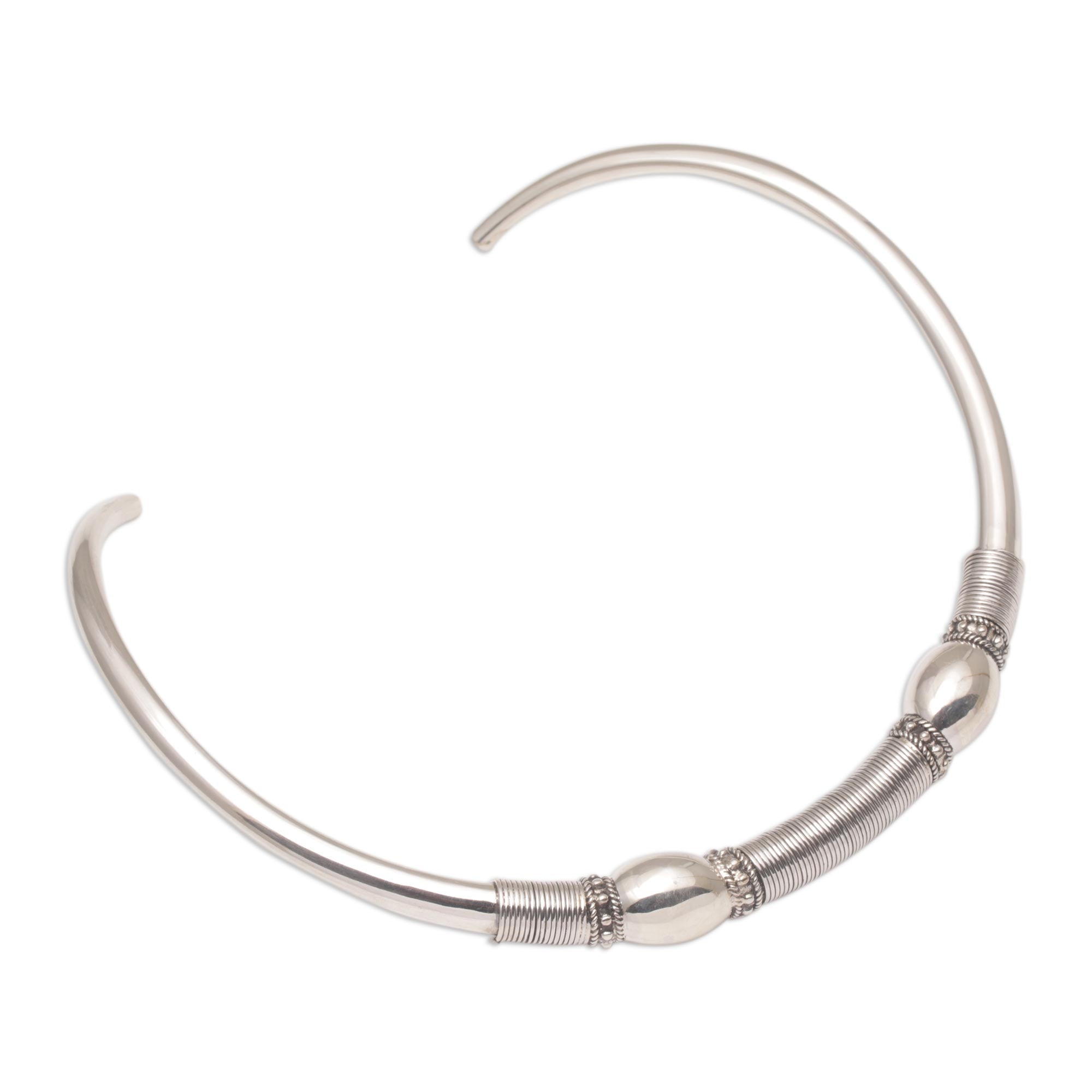 Premium Sterling Silver Bubble & Dot Collar Necklace - Ultimate Balinese Artisan Design