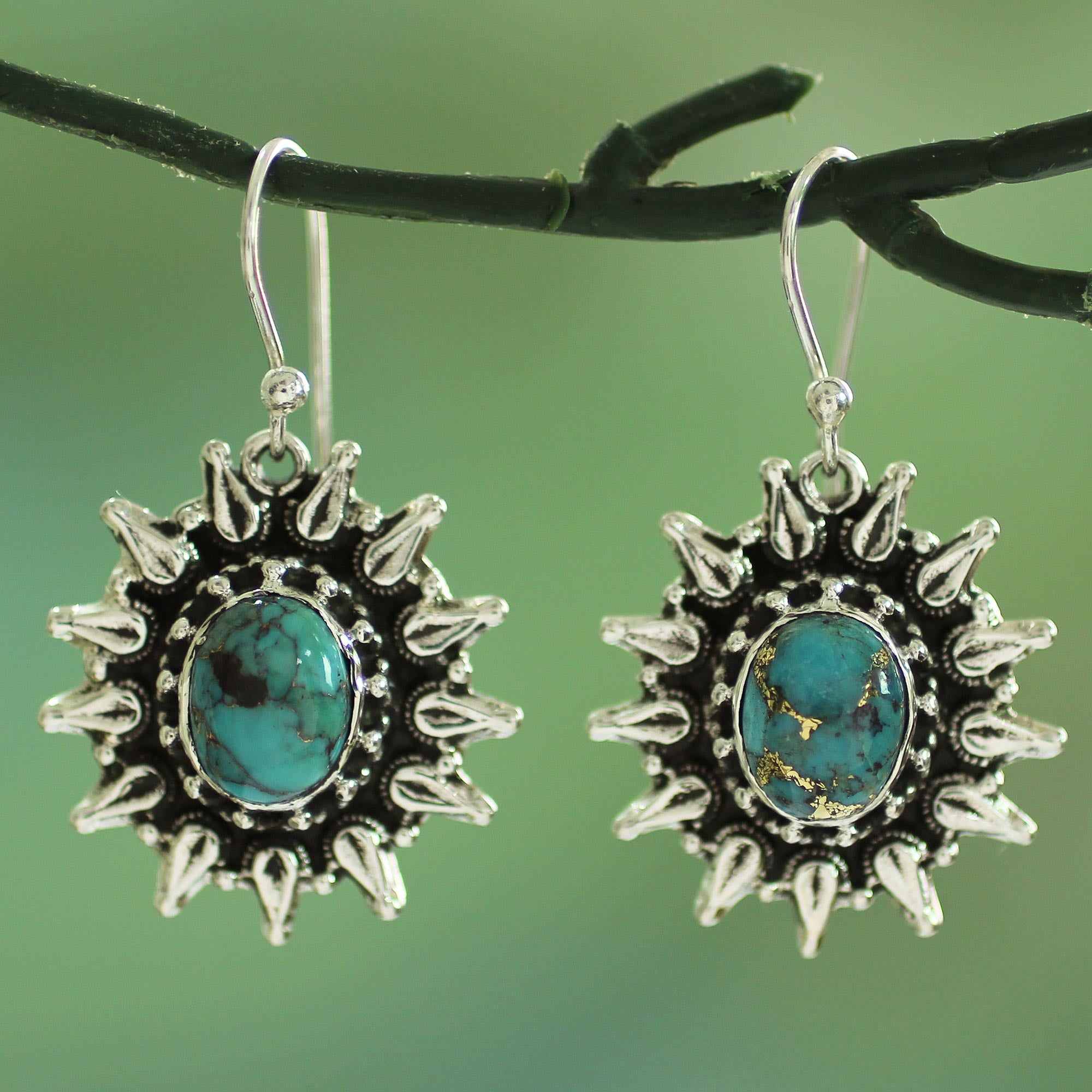 Premium Eternal Radiance Artisan Silver & Turquoise Earrings