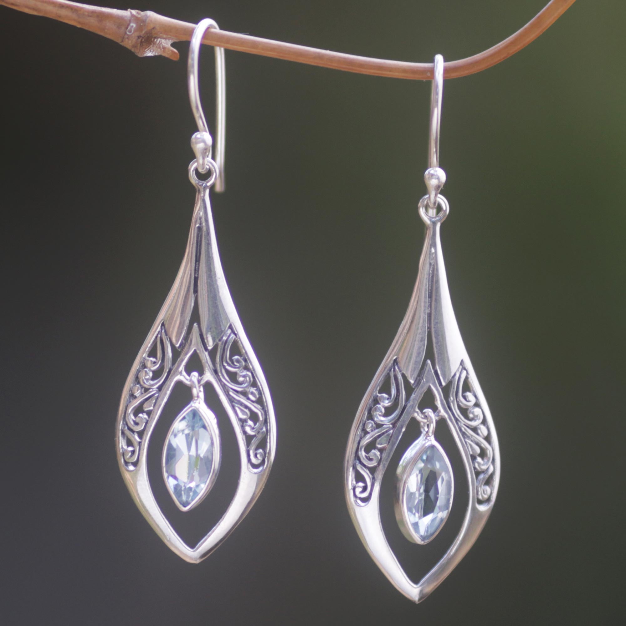 Premium Blue Teardrop Sterling Silver Earrings | Handcrafted Elegance