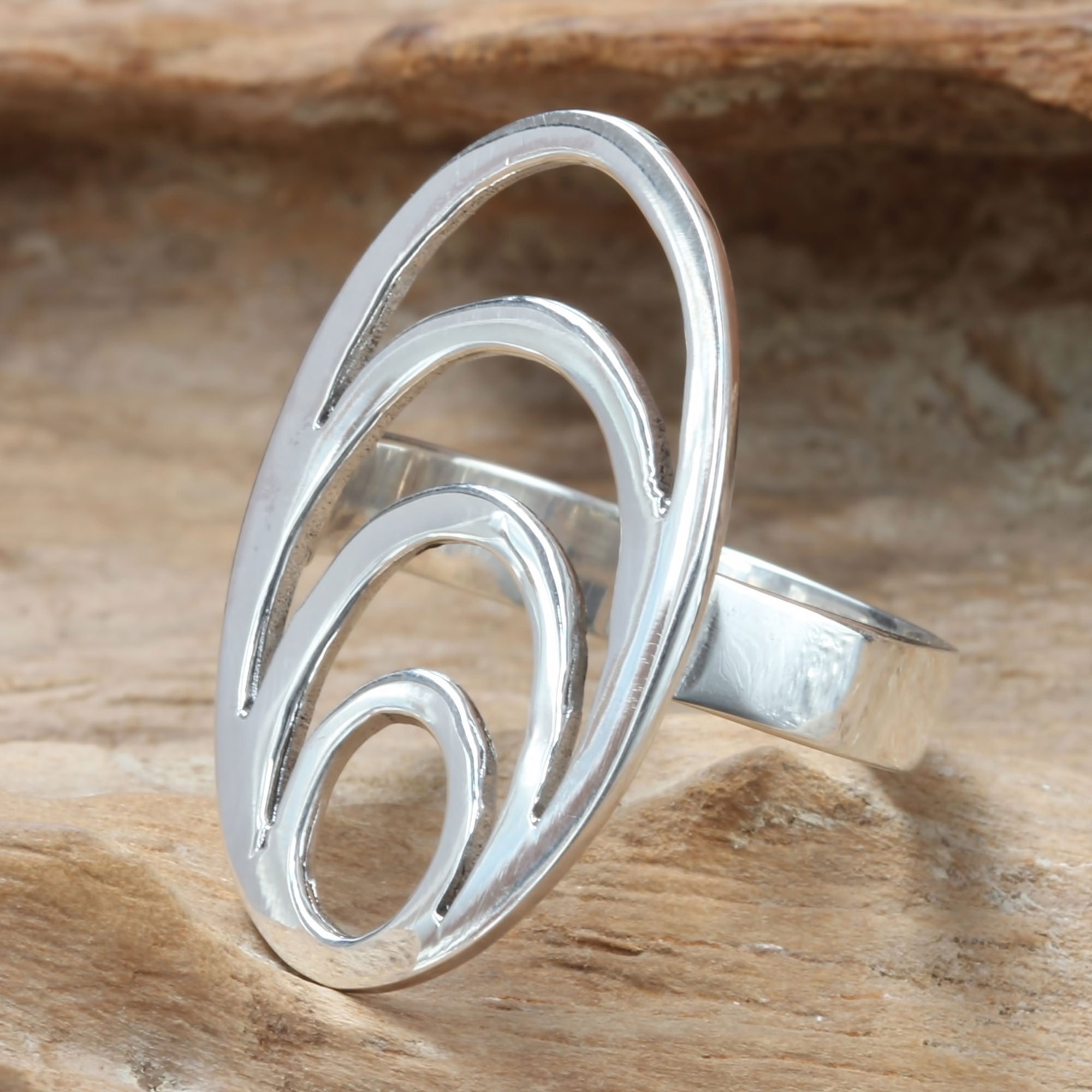 Premium Modern Balinese Sterling Silver Cocktail Ring - Elegant Expansion Design