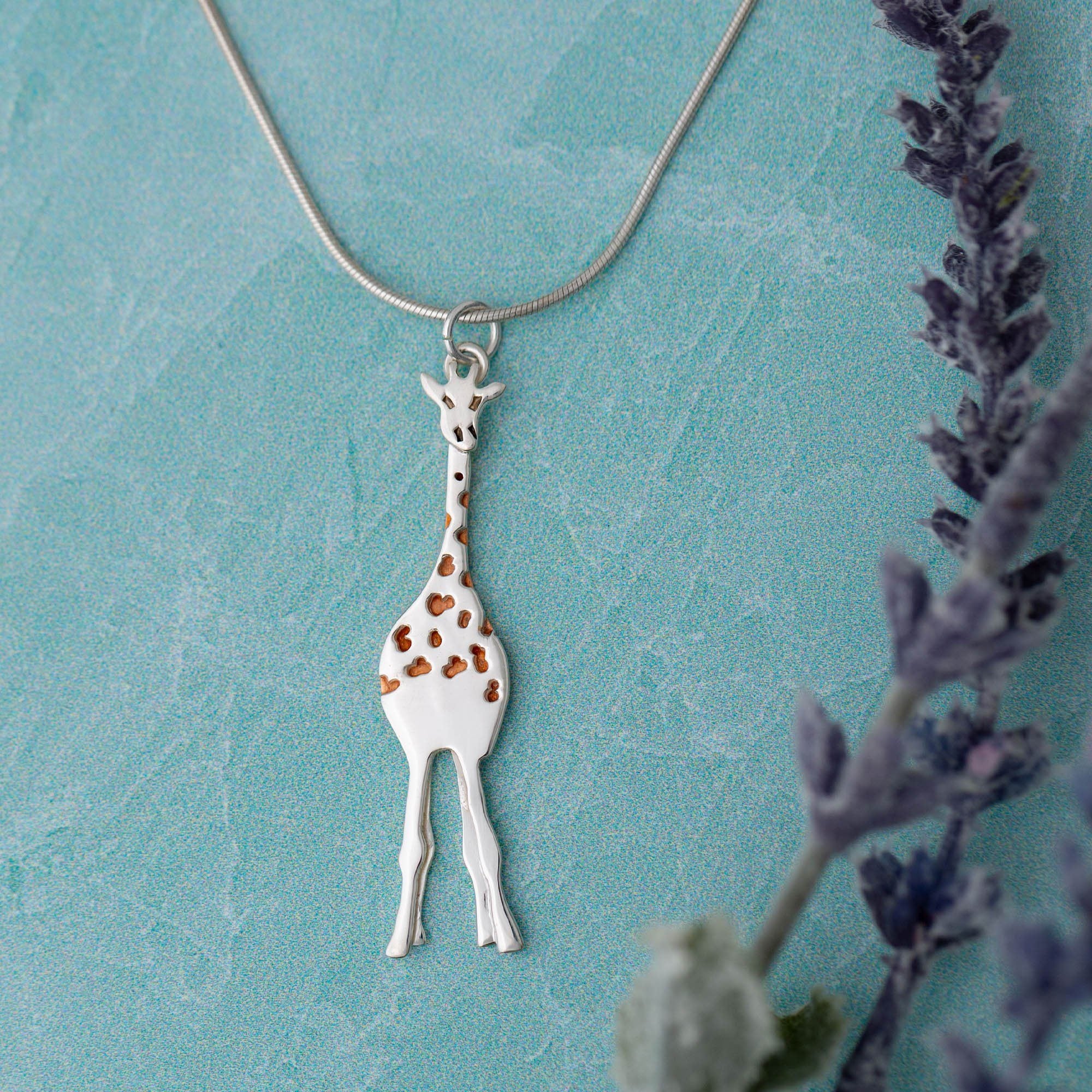 Premium Gentle Giraffe Mixed Metal Necklace - Handcrafted Wildlife Jewelry