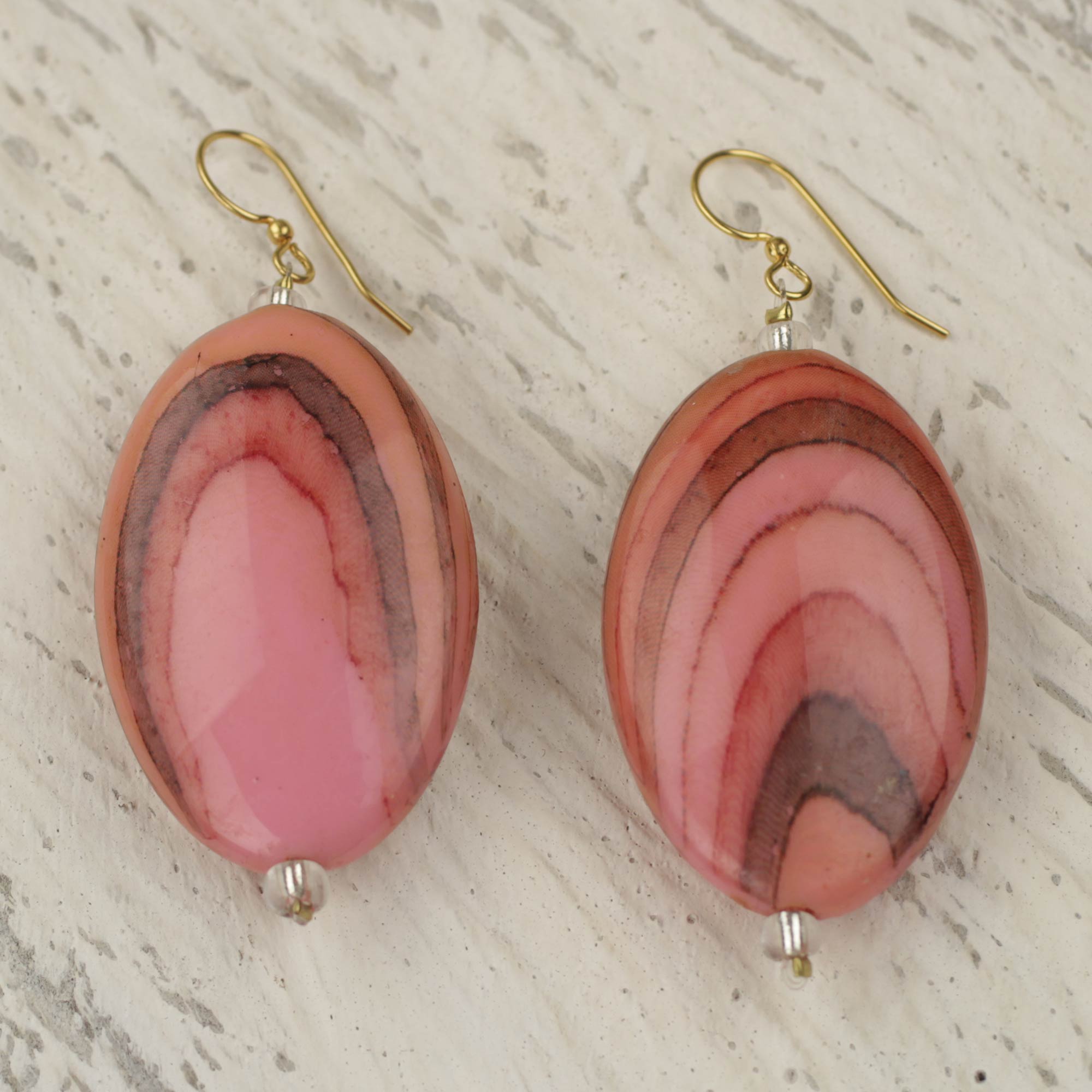 Premium Rustic Love Pink Upcycled Plastic Dangle Earrings | Eco-Chic Handmade Jewelry