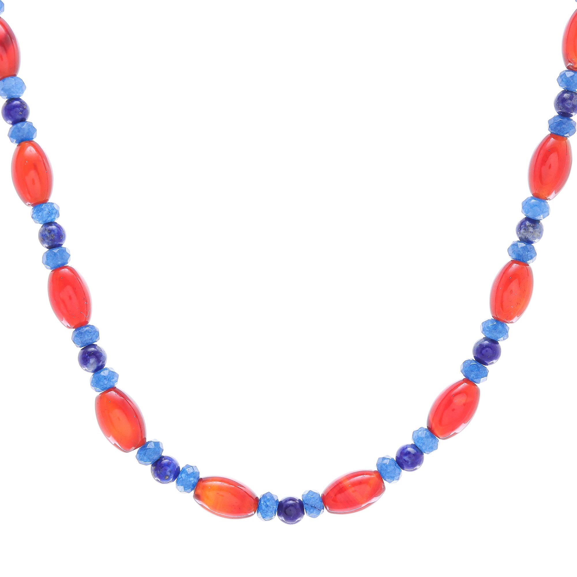 Premium Handmade Carnelian & Lapis Lazuli Beaded Necklace - Candy Luck Collection