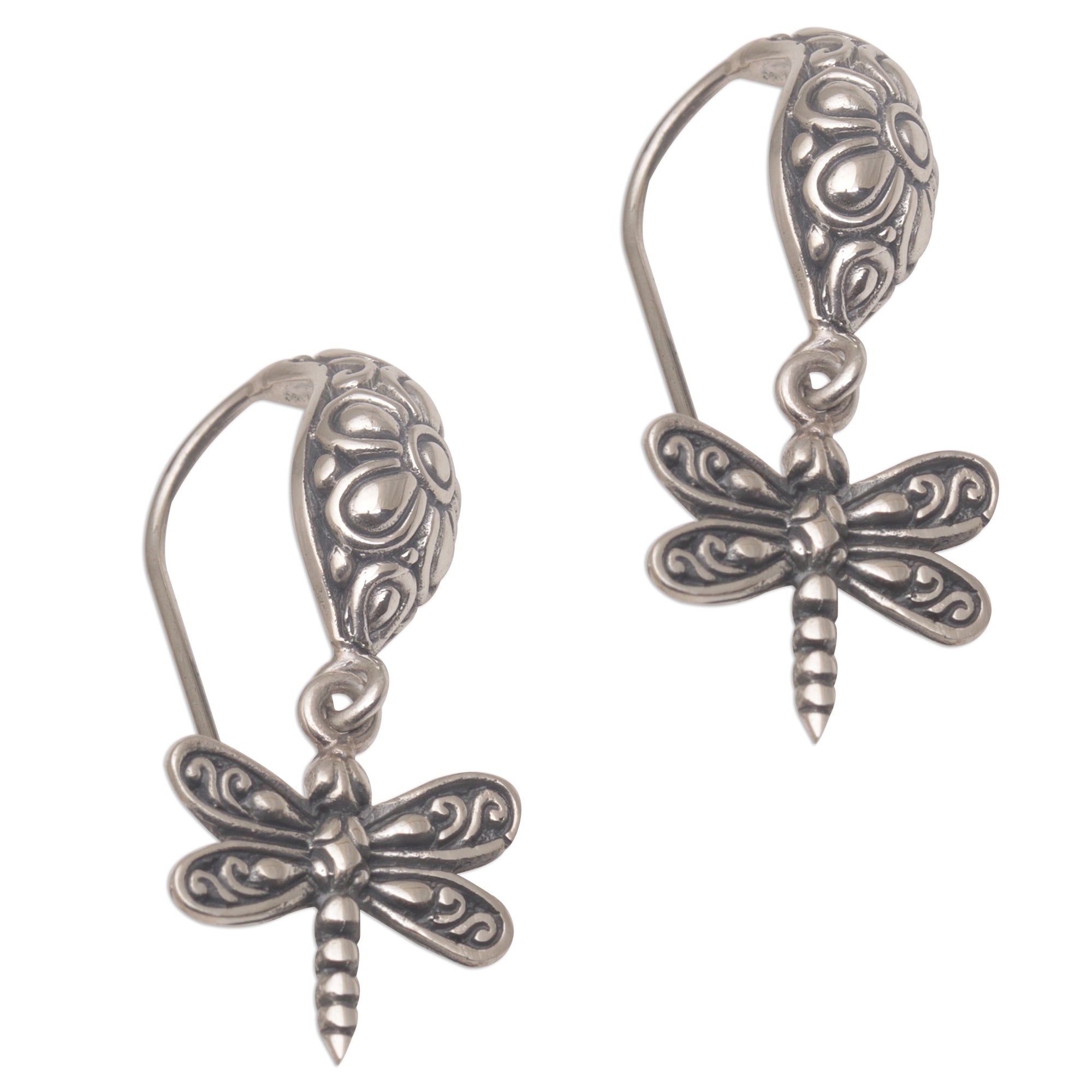 Premium Dragonfly Delight Sterling Silver Dangle Earrings