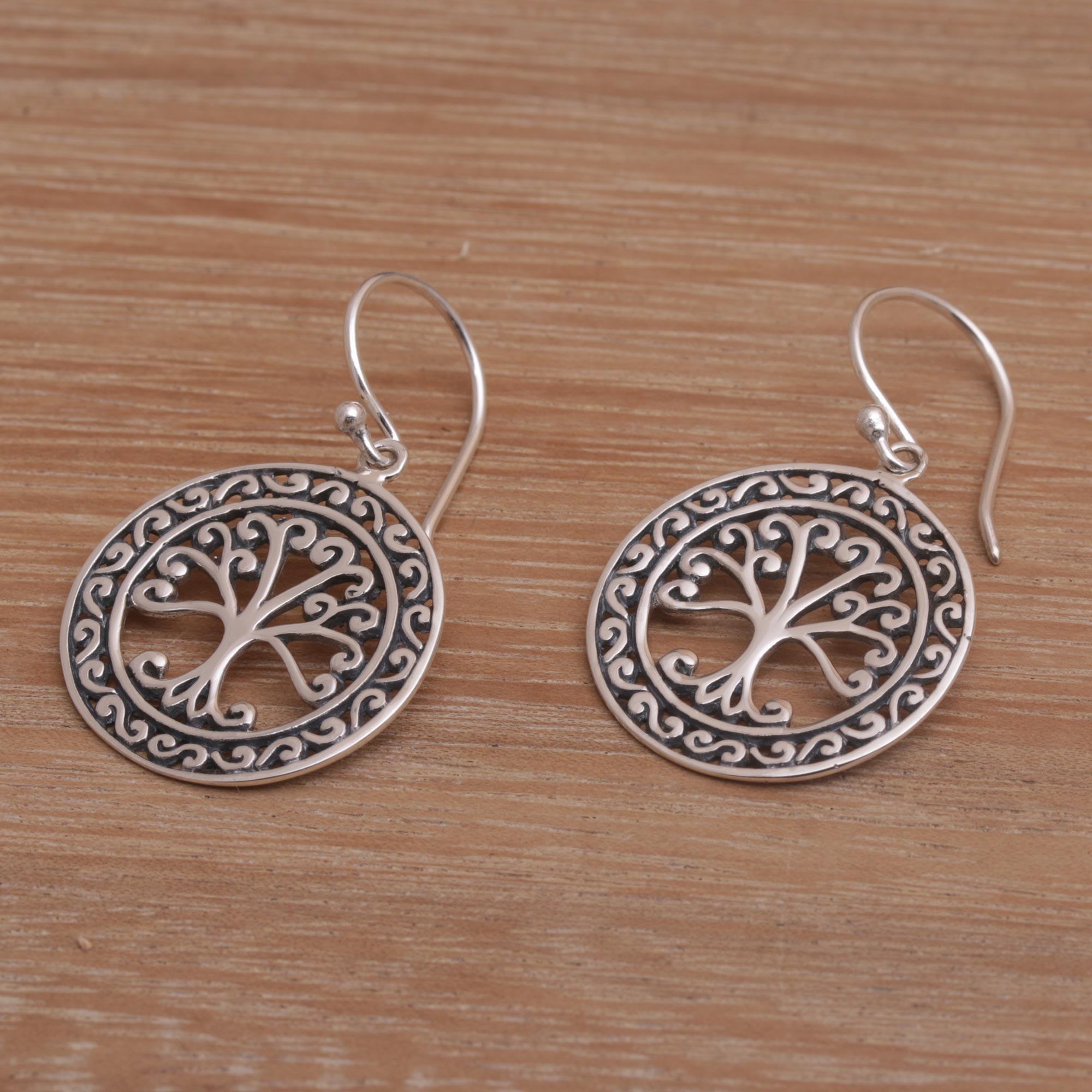 Premium Flourishing Forest Handmade in Bali 925 Sterling Silver Tree Dangle Earrings