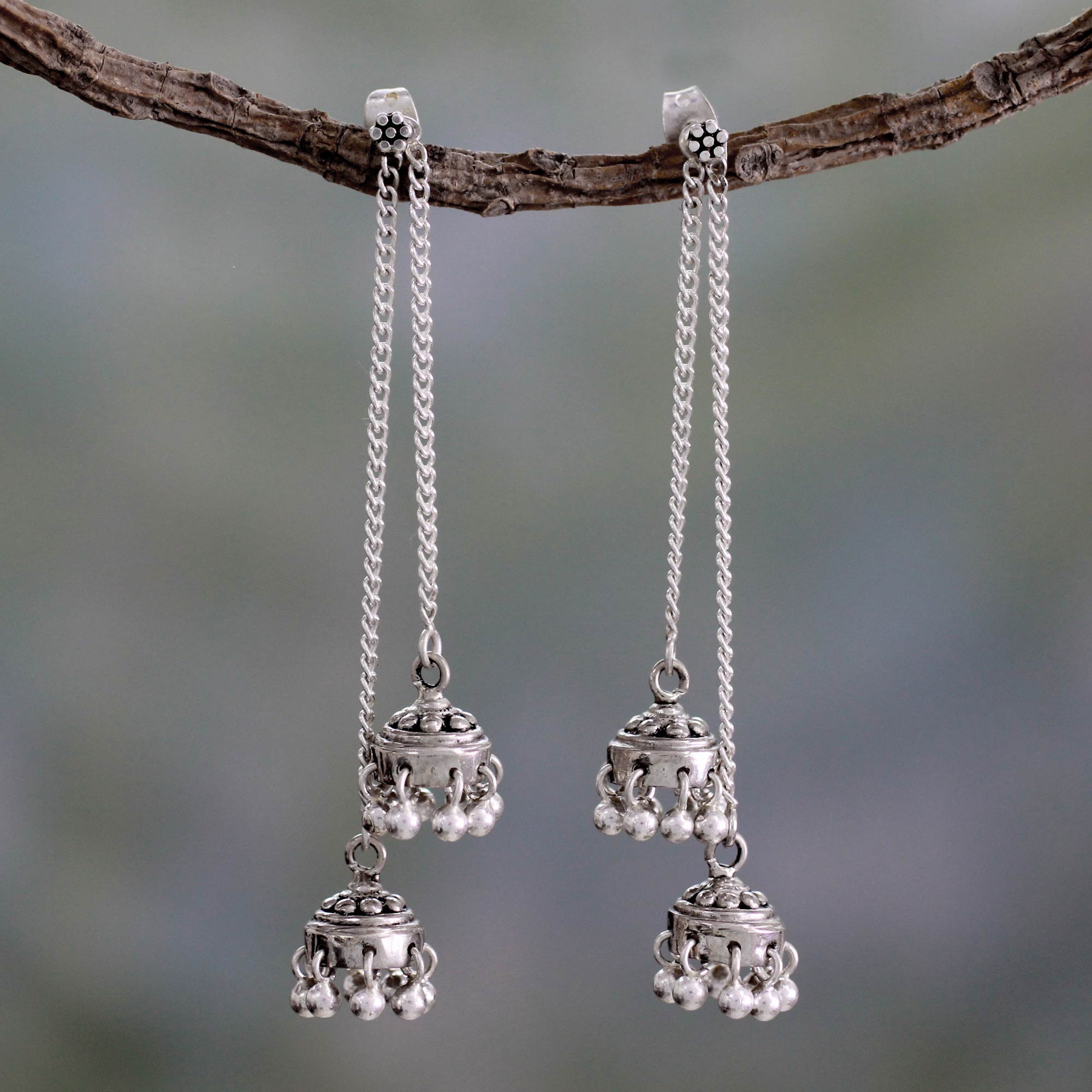 Premium Indian Sterling Silver Detachable Jhumki Earrings for Weddings & Special Occasions