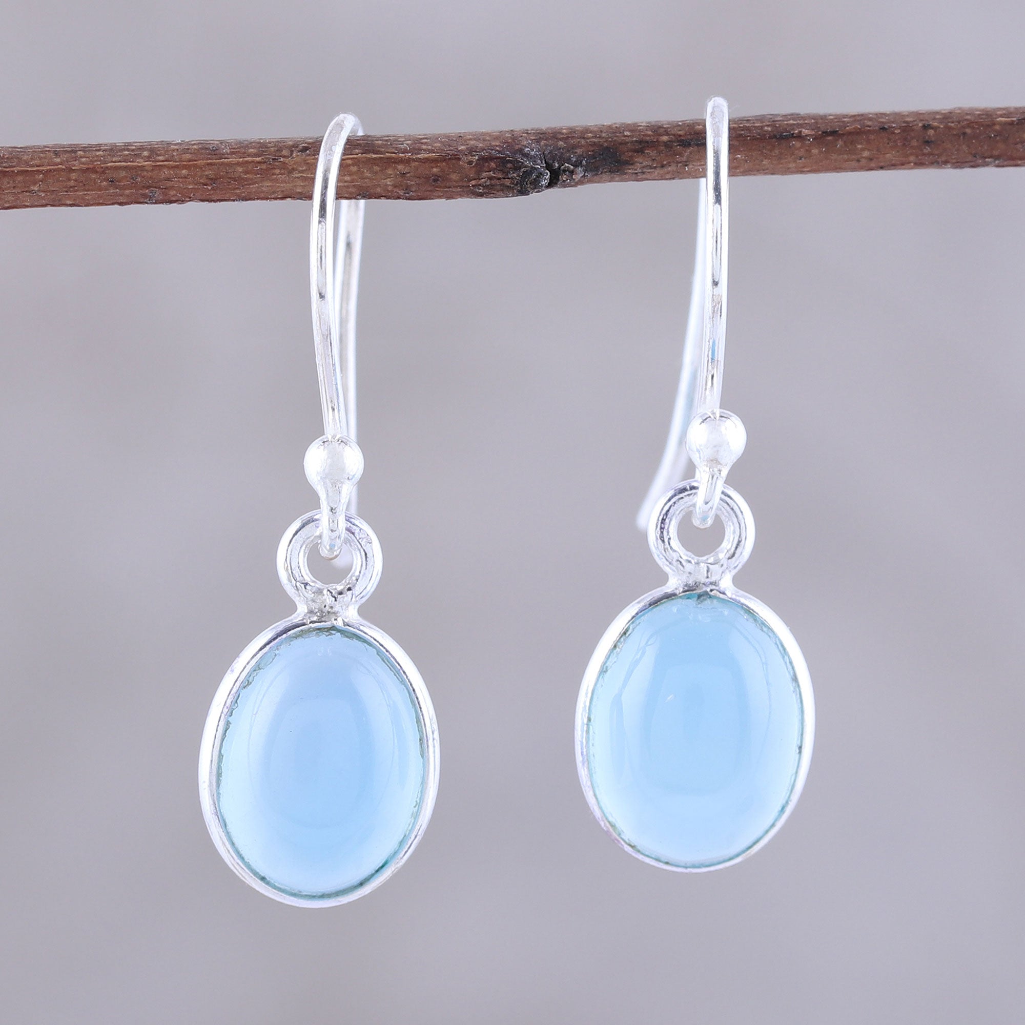 Premium Luminous Sky Blue Sterling Silver Earrings - Handmade Elegance