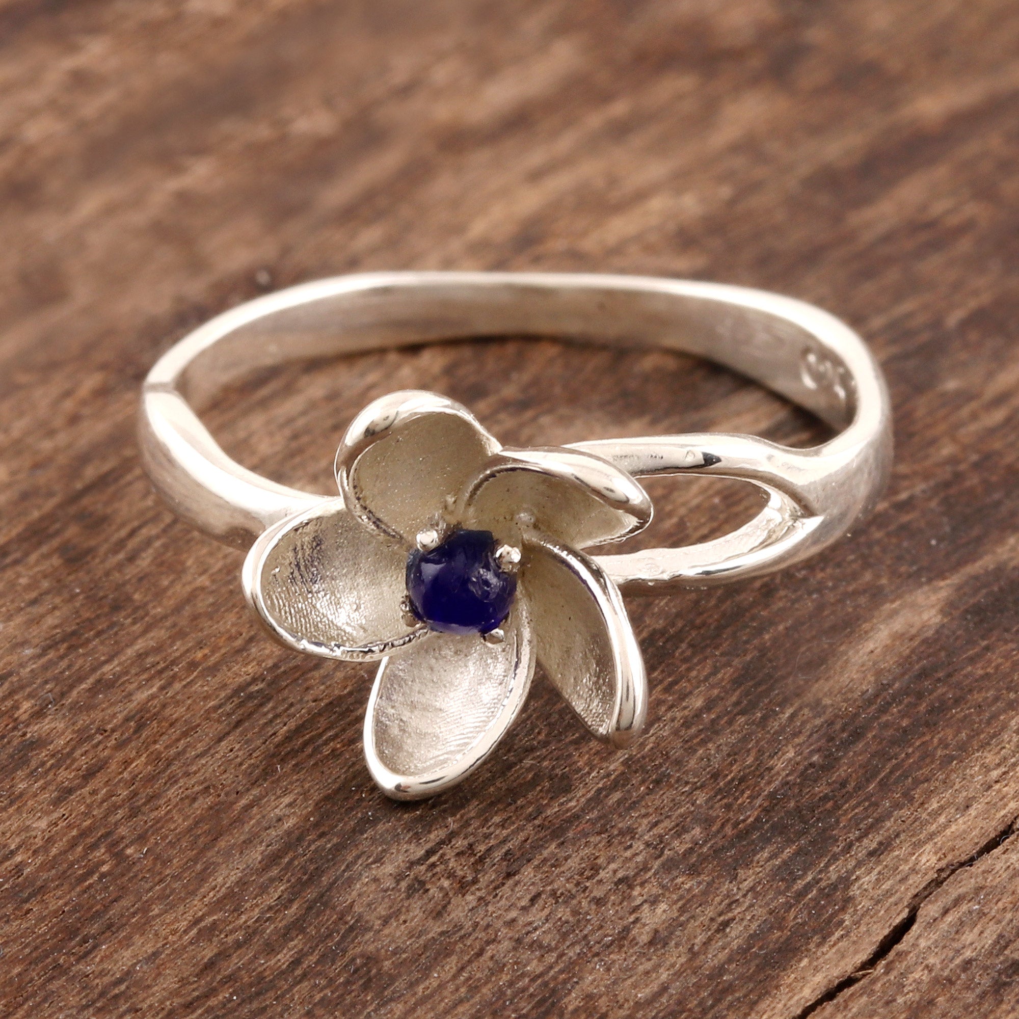 Premium Lapis Lazuli Floral Cocktail Ring - Handcrafted Sterling Silver Jewelry from India