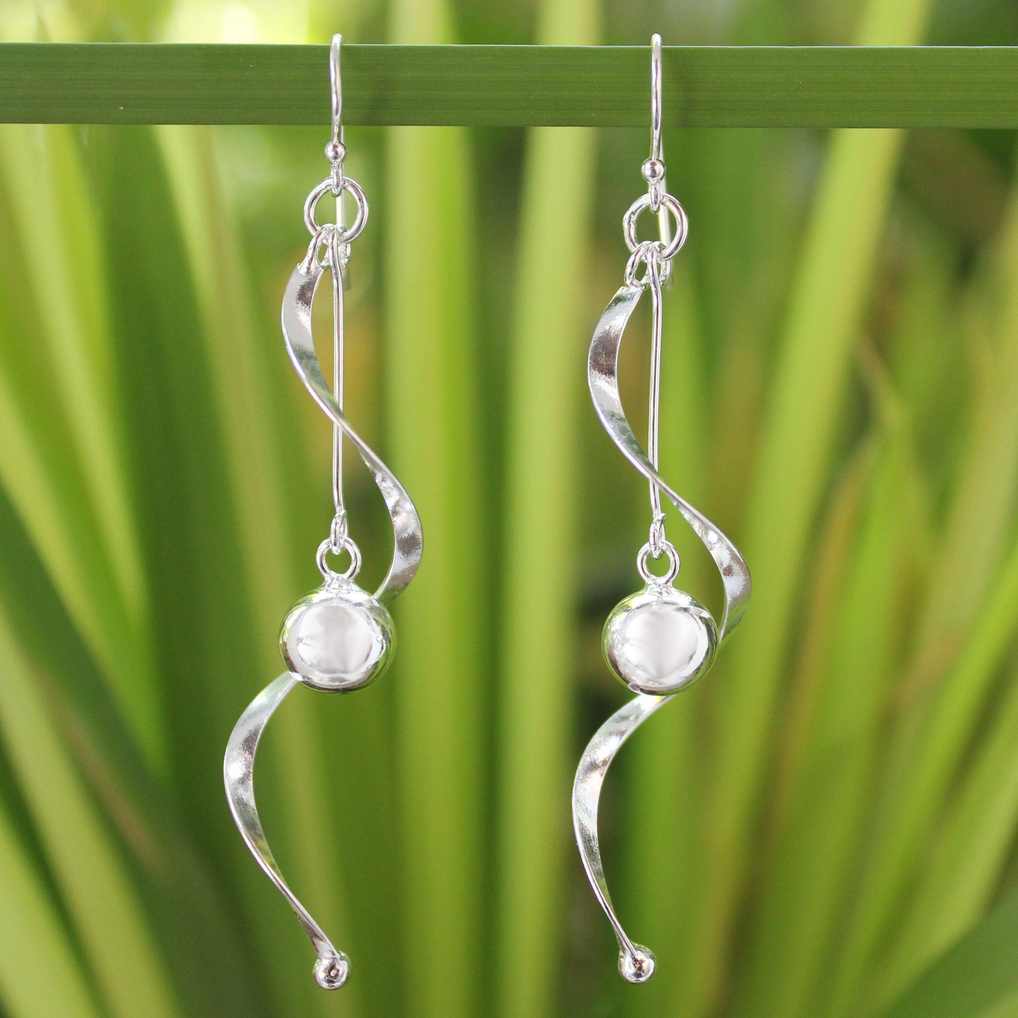 Premium Handcrafted Sterling Silver Pendulum Earrings - Elegant Movement & Style