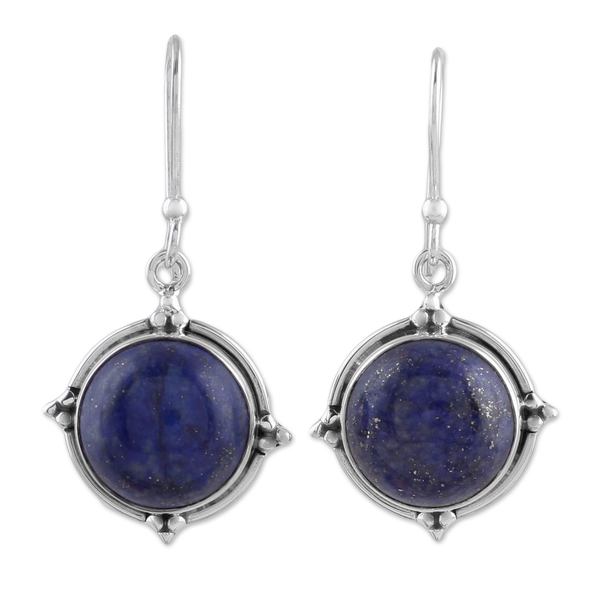 Premium Lapis Lazuli Sterling Silver Dangle Earrings - Handcrafted in India