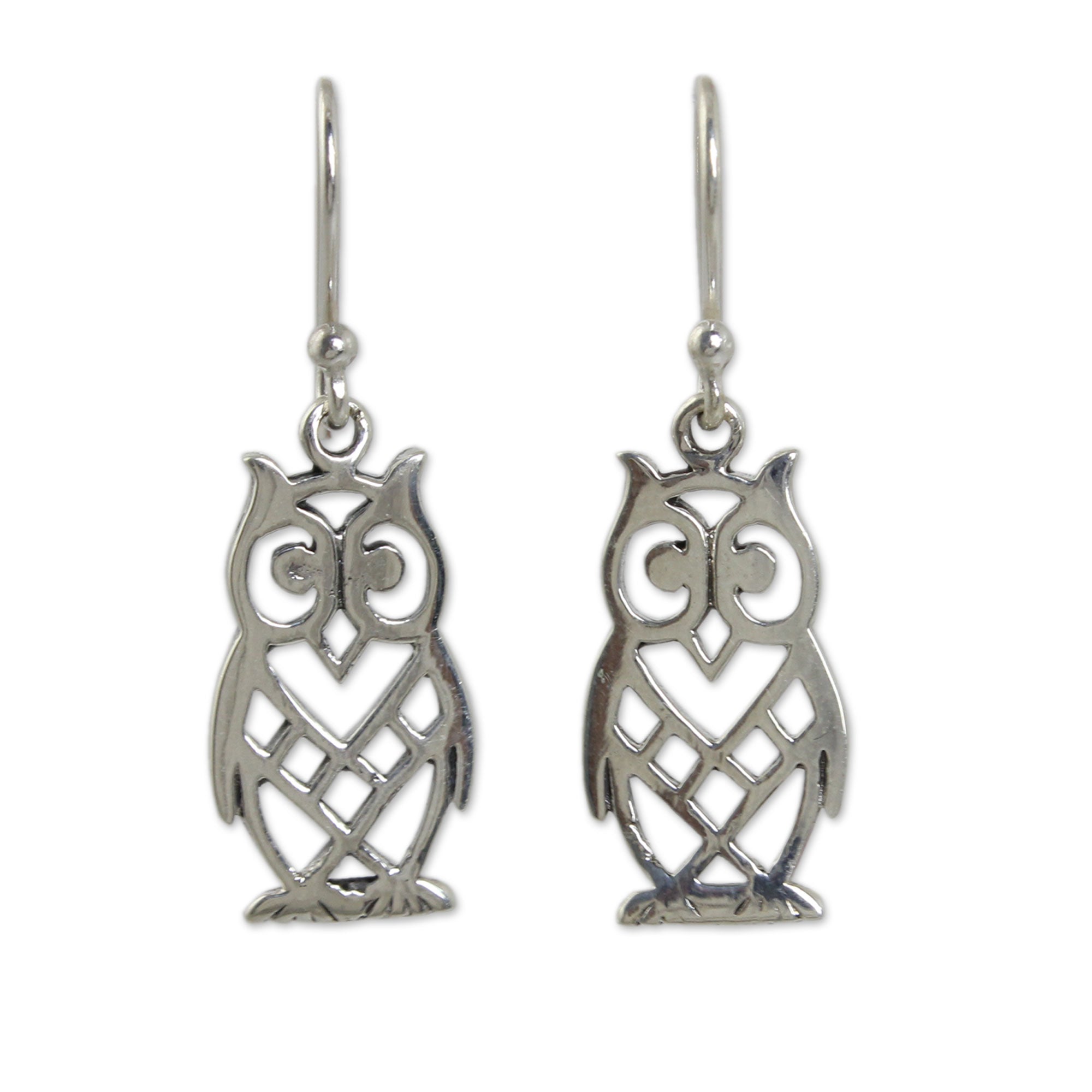 Premium Petite Owl Sterling Silver Openwork Earrings