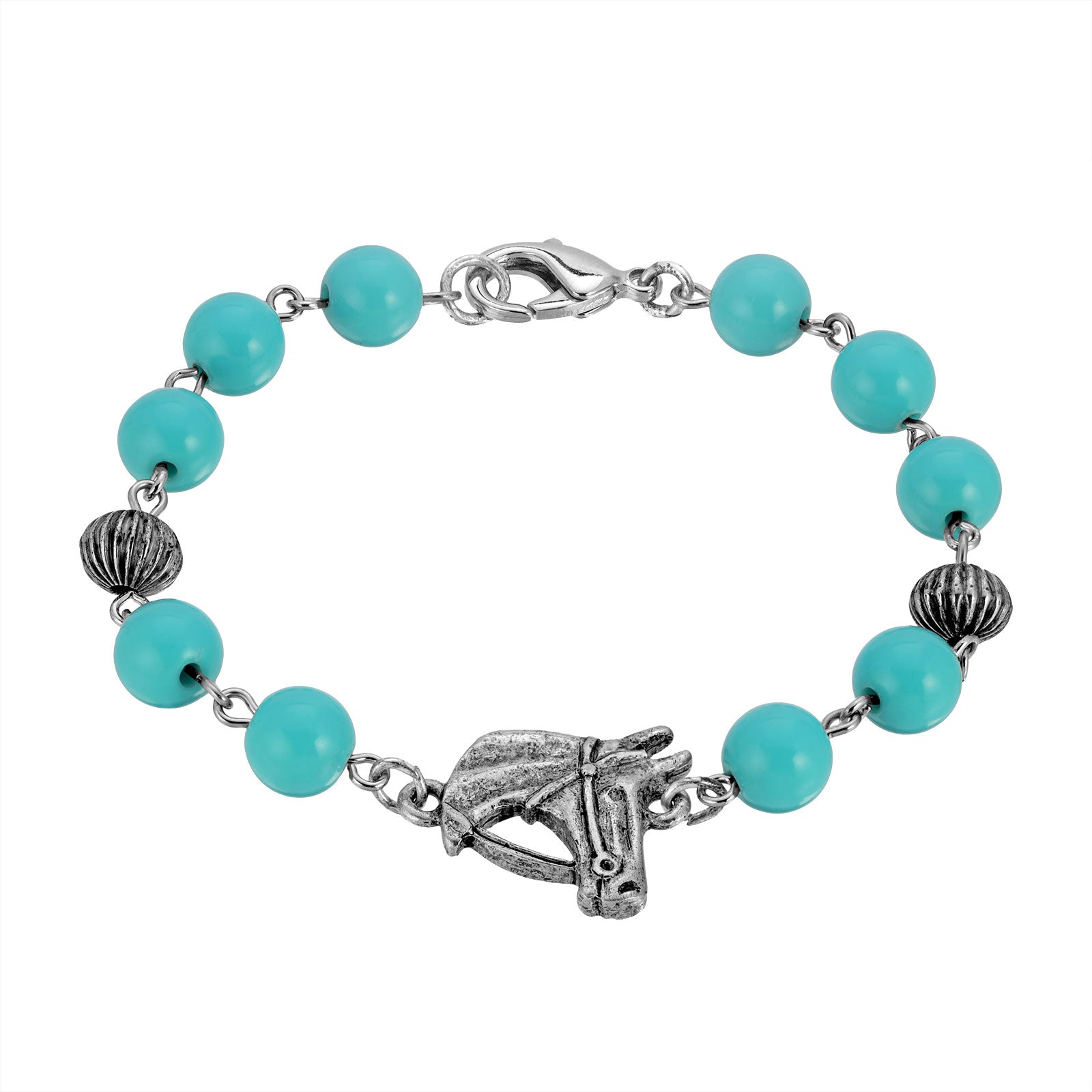 Premium 1928 Jewelry® Pewter Turquoise Bead Horse Head Bracelet - Ultimate Western Style