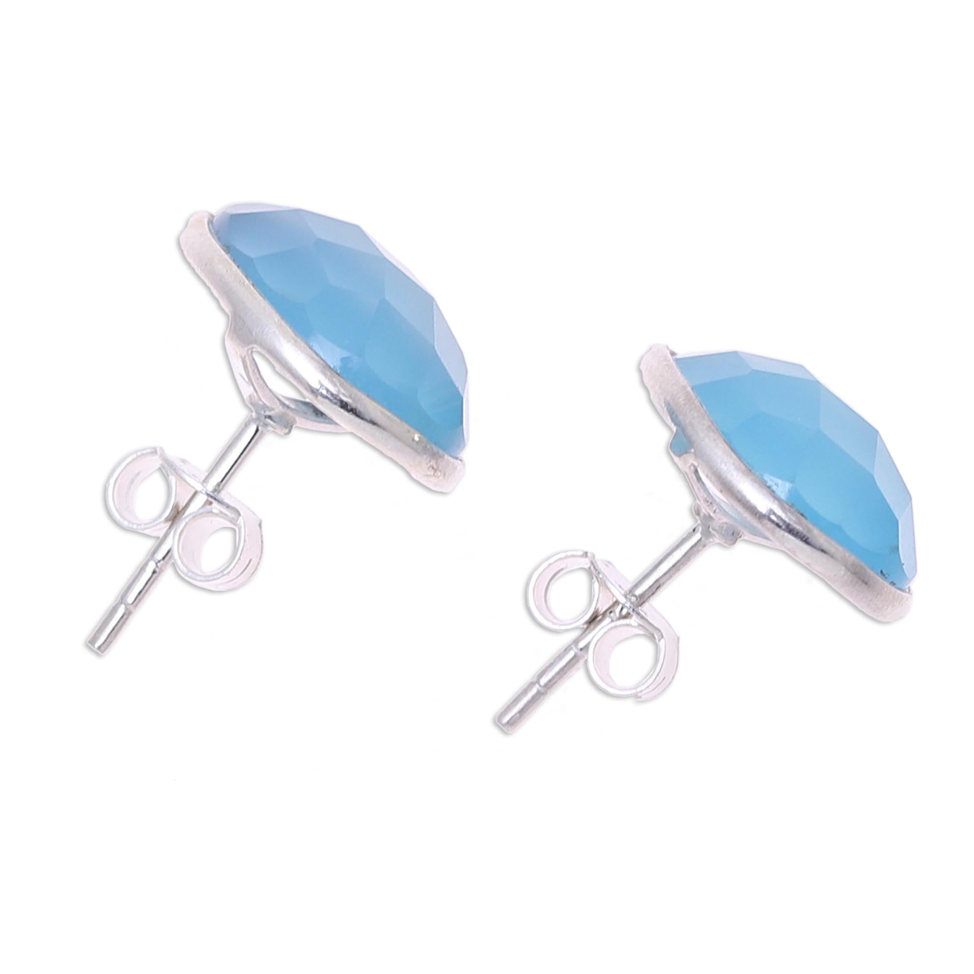 Premium Mystic Tears Teardrop Chalcedony Earrings – Handcrafted Sterling Silver Jewelry