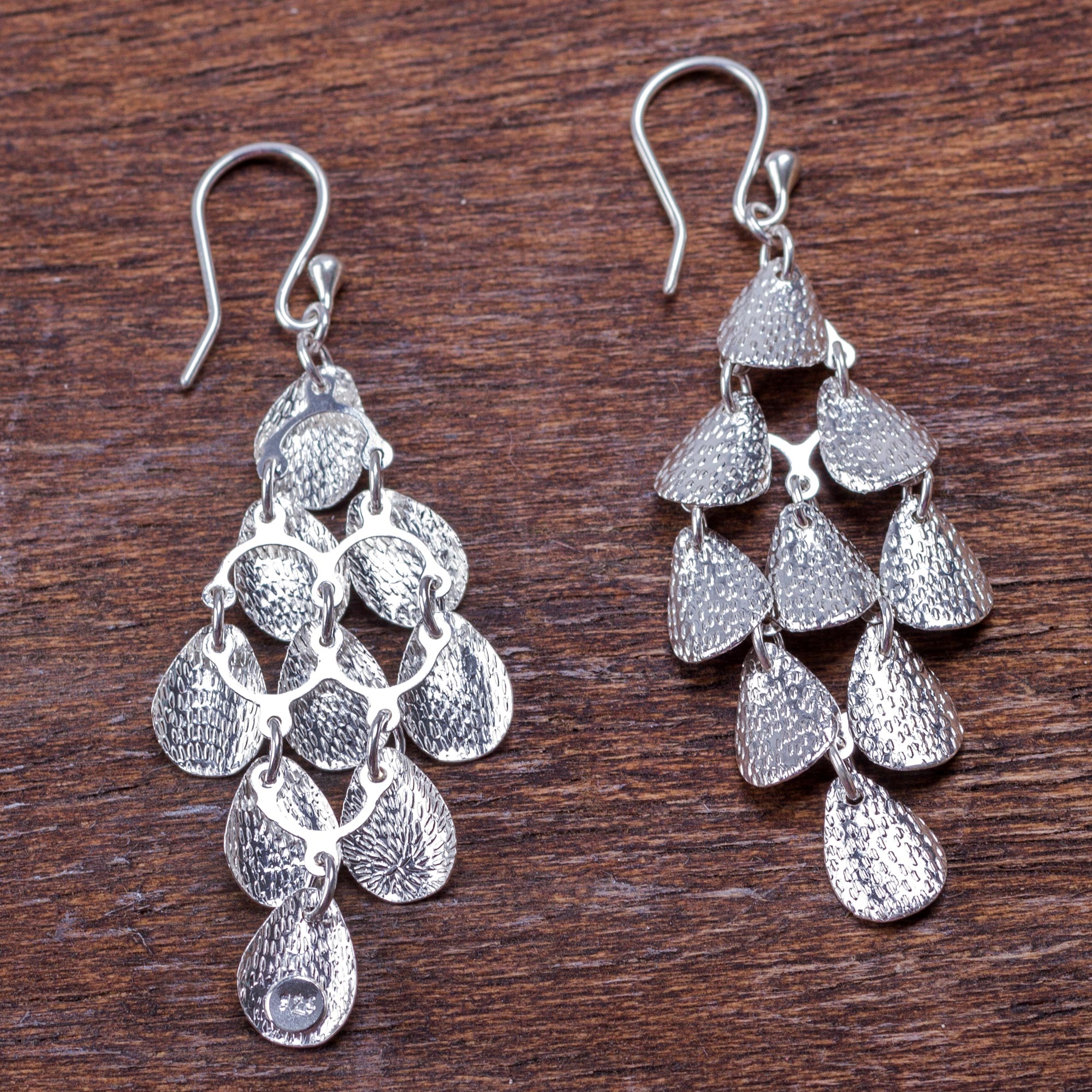 Premium Rain Sterling Silver Chandelier Earrings - Handcrafted Elegance