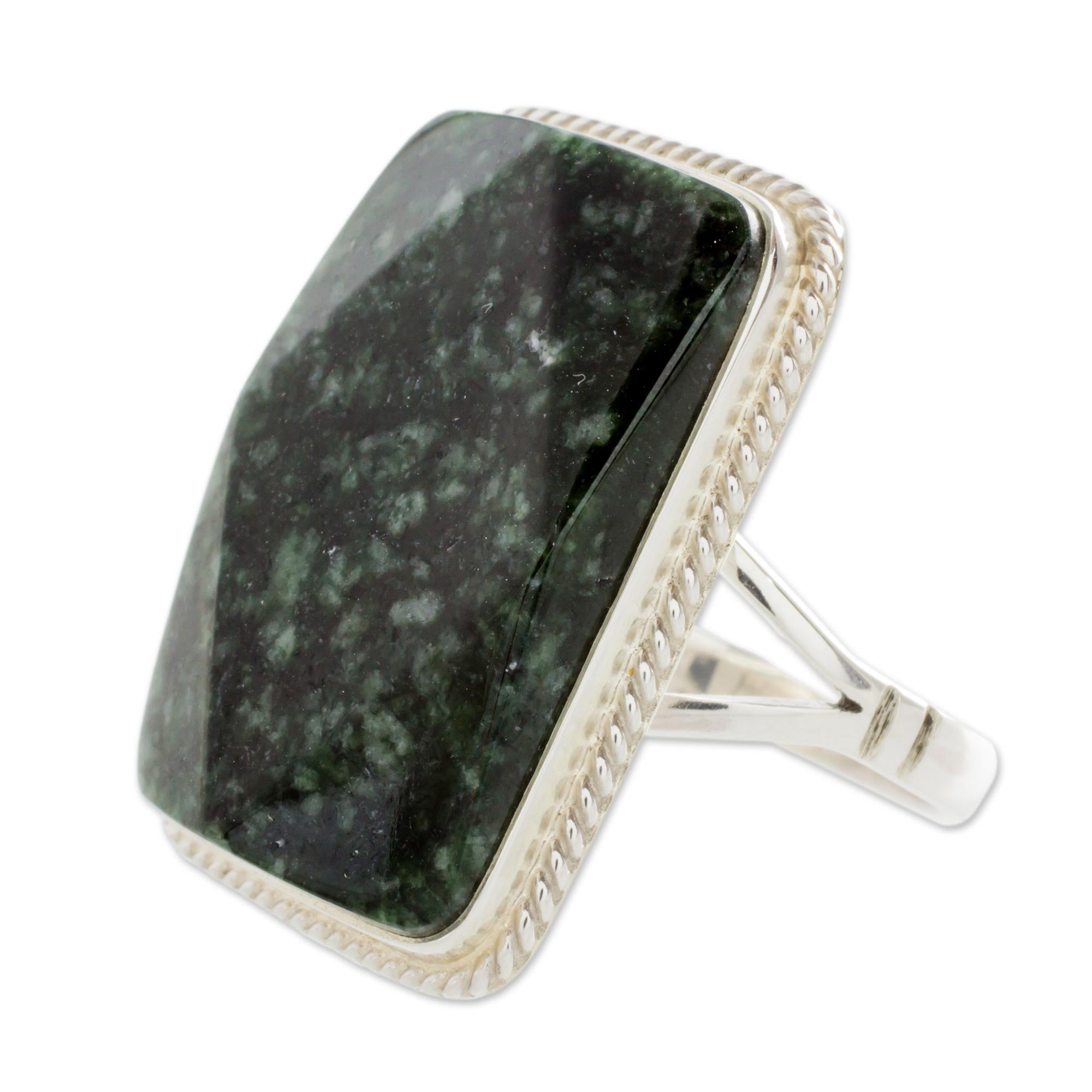 Premium Maya Princess Sterling Silver & Jade Cocktail Ring