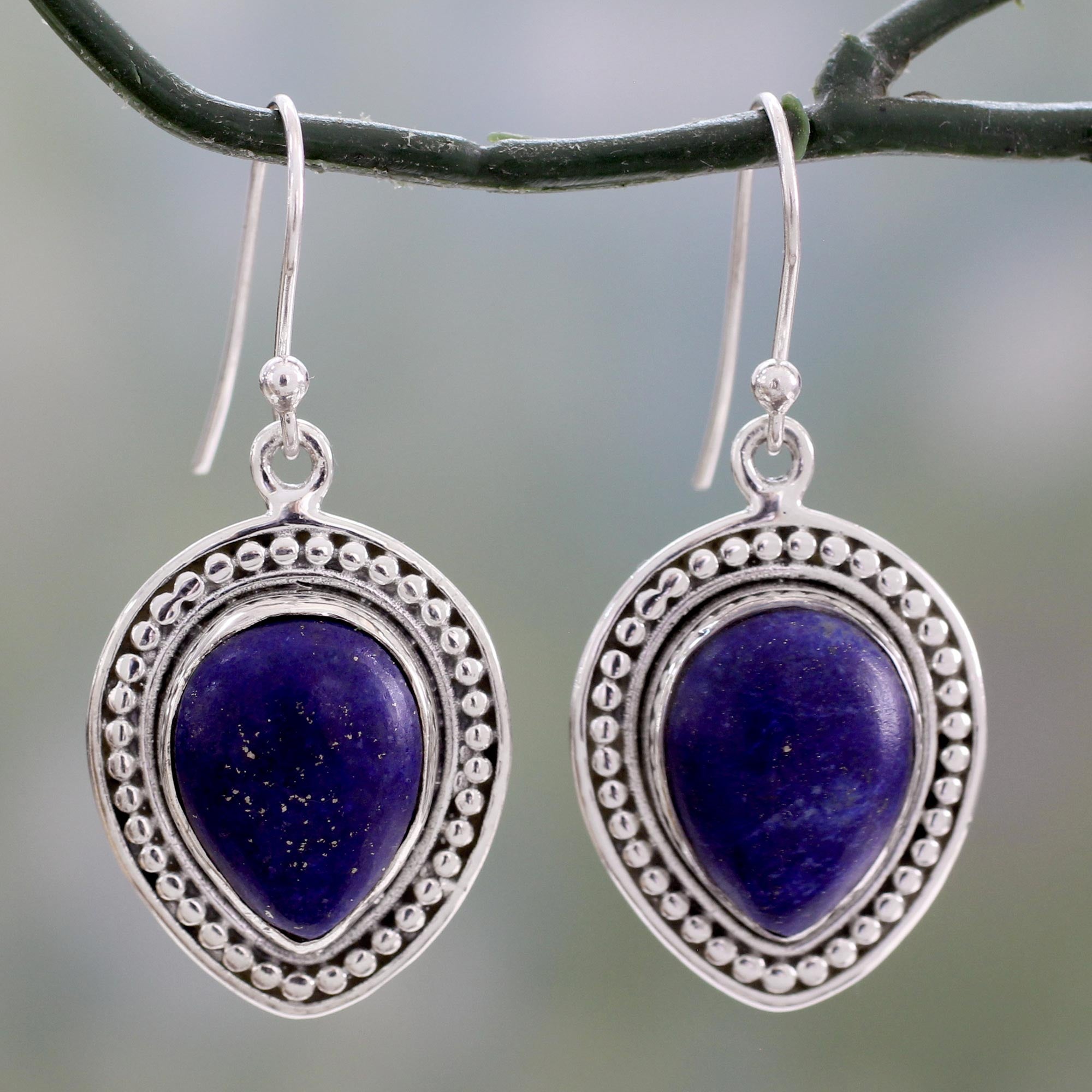 Premium Royal Droplets Lapis Lazuli Dangle Earrings - Handcrafted Sterling Silver Jewelry