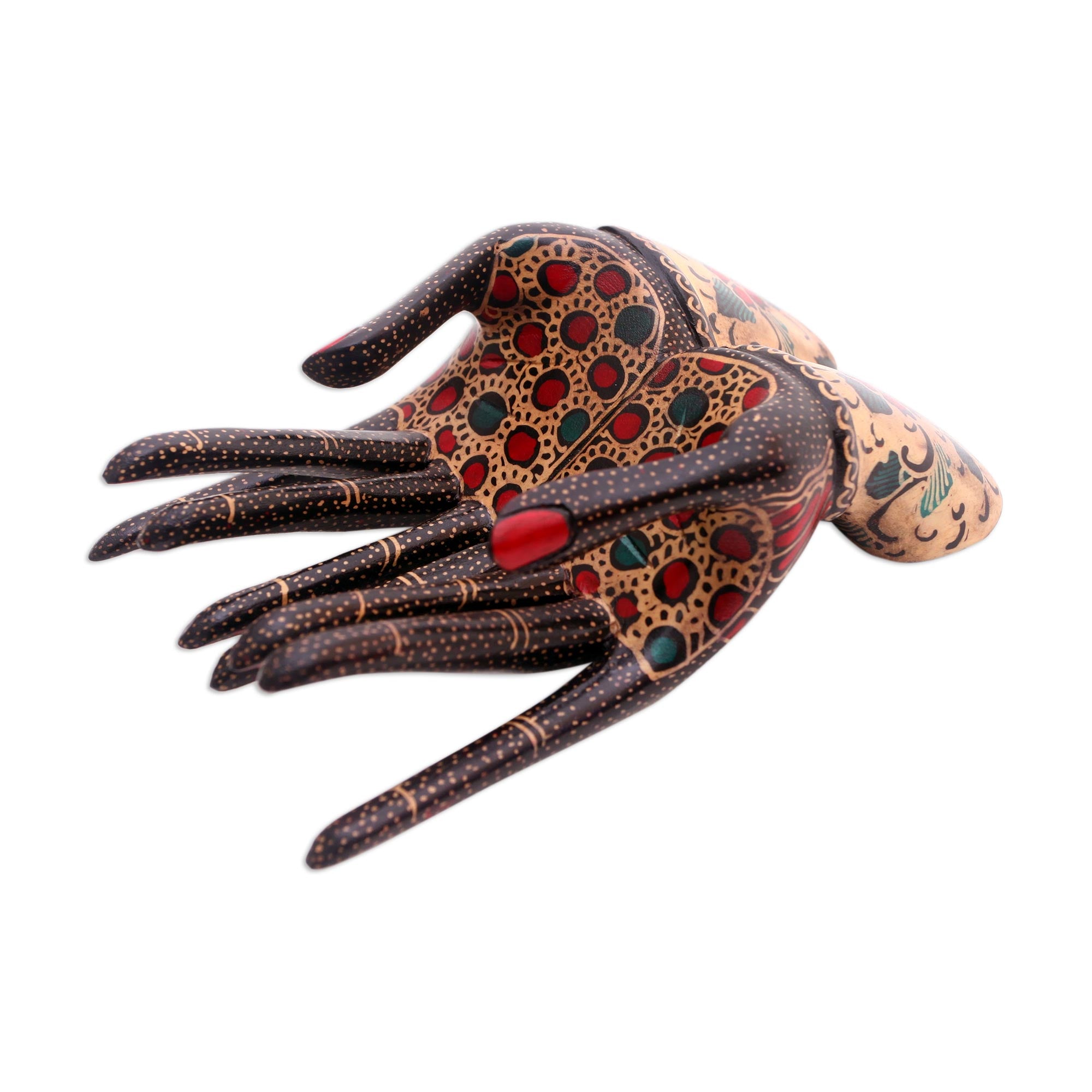 Premium Handcrafted Floral Batik Wood Ring Holder - Java Artisan Collection