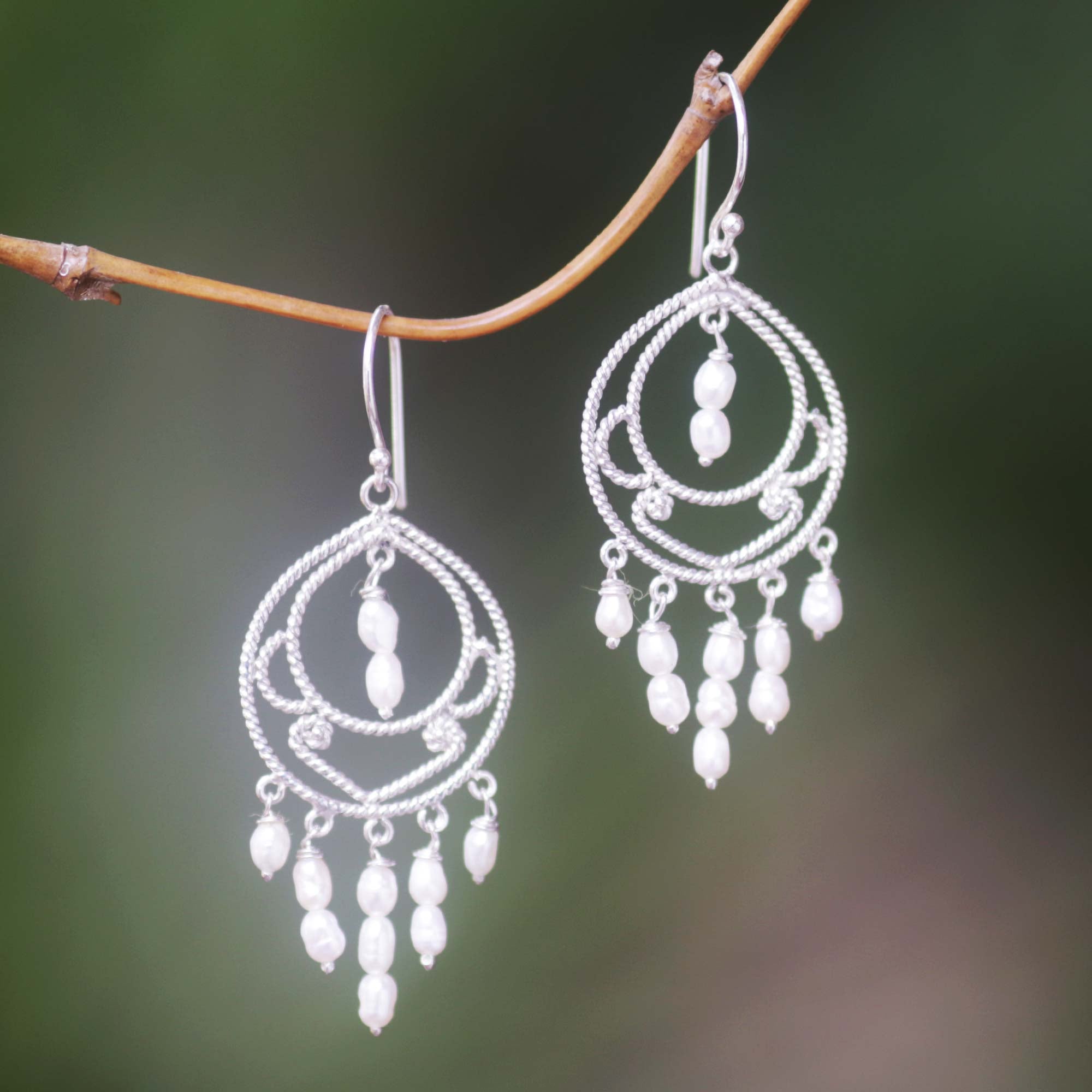 Premium Graceful Lady Pearl Chandelier Earrings