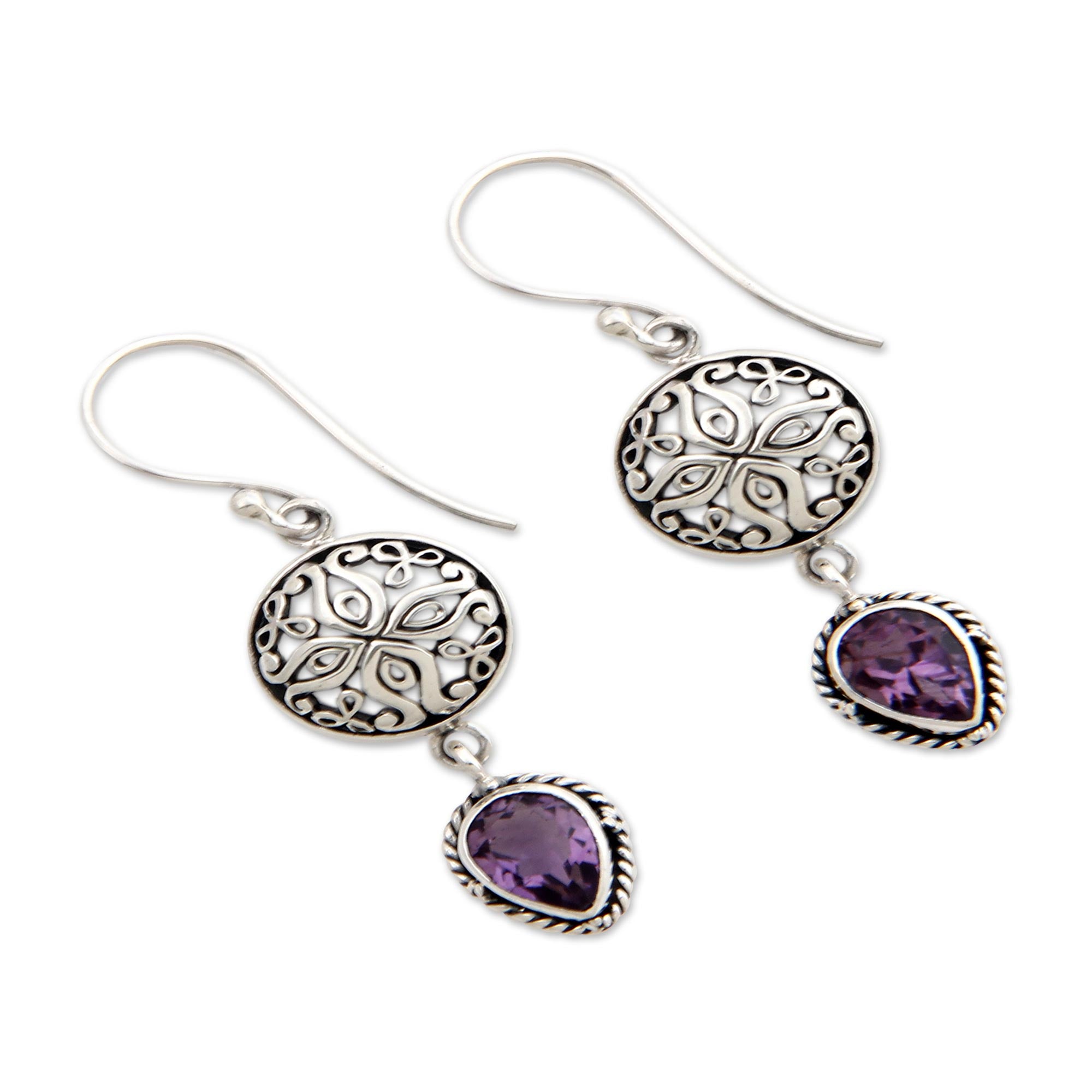 Premium Kintamani Amethyst Earrings - Handcrafted Elegance