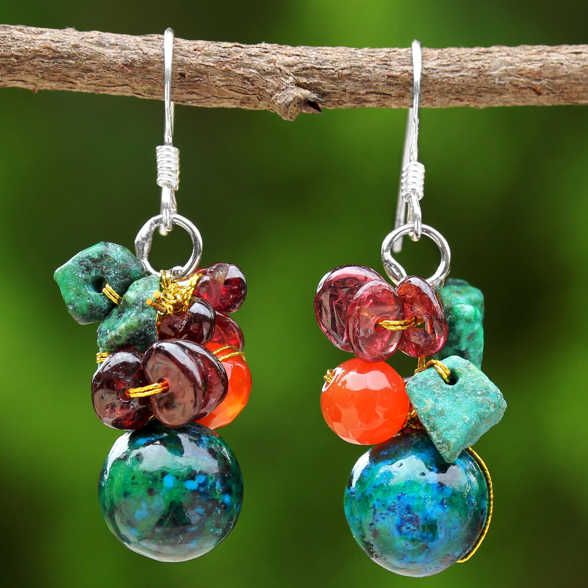 Premium Tropical Oasis Multi-Gemstone Earrings - Handcrafted Elegance