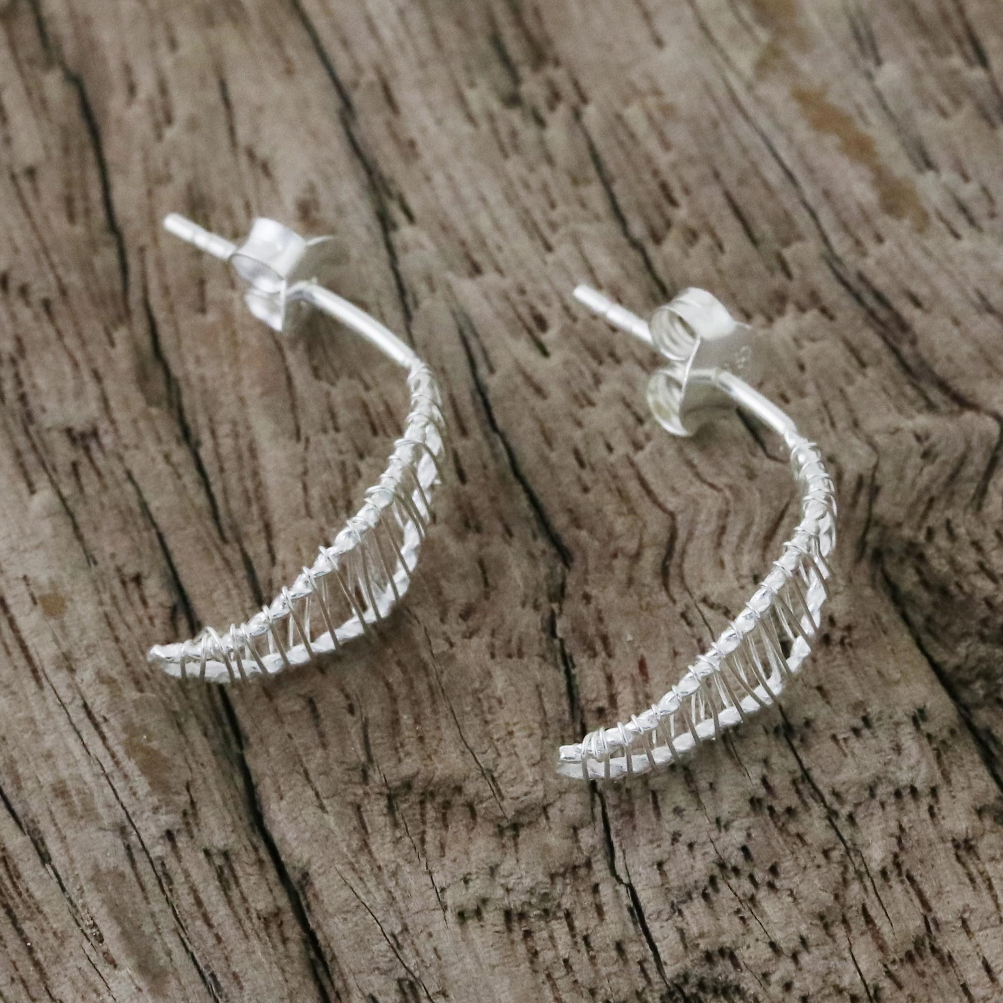 Premium Leaf Wrap Sterling Silver Drop Earrings – Handcrafted in Thailand