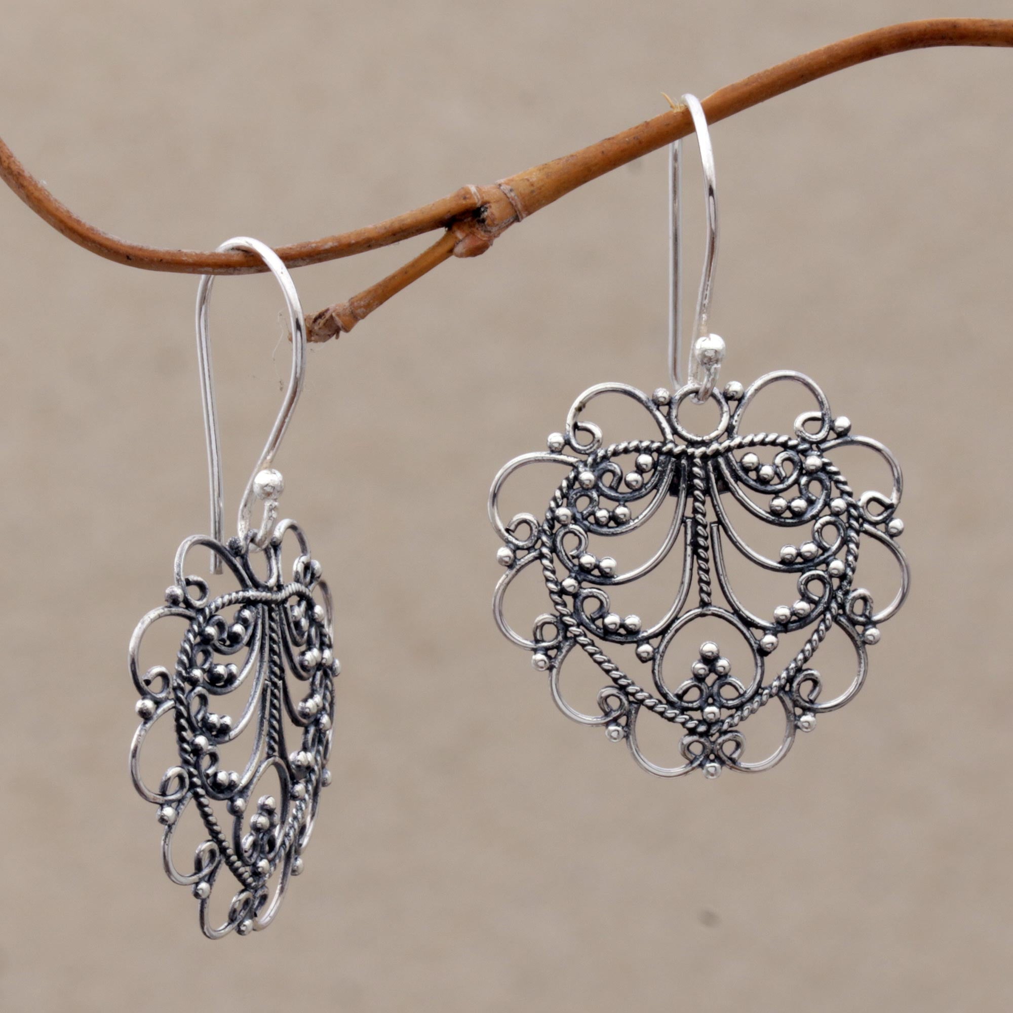 Premium Valentine Vine Sterling Silver Heart Earrings