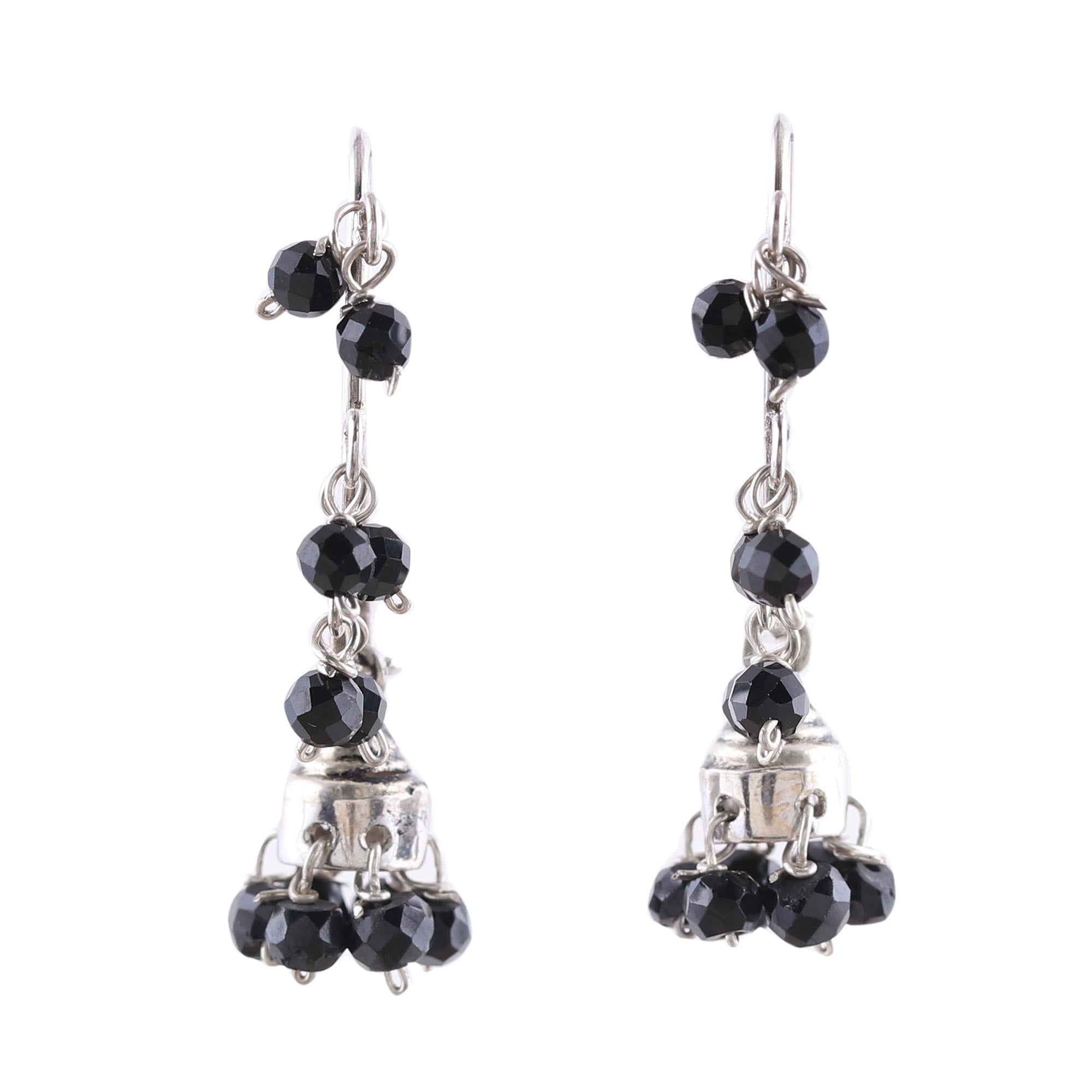 Premium Indian Onyx Chandelier Earrings – Handcrafted Sterling Silver Jewelry